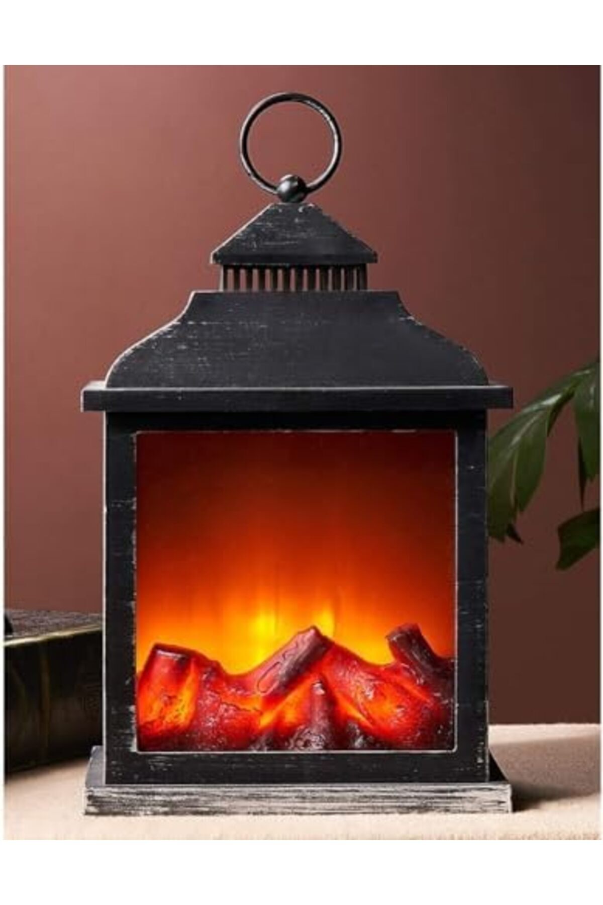 Generic-LED Fireplace Lantern without Heater with 3D Flame Effect - Timer Function - (SP-61) - 5 x 15 x 38 c 7