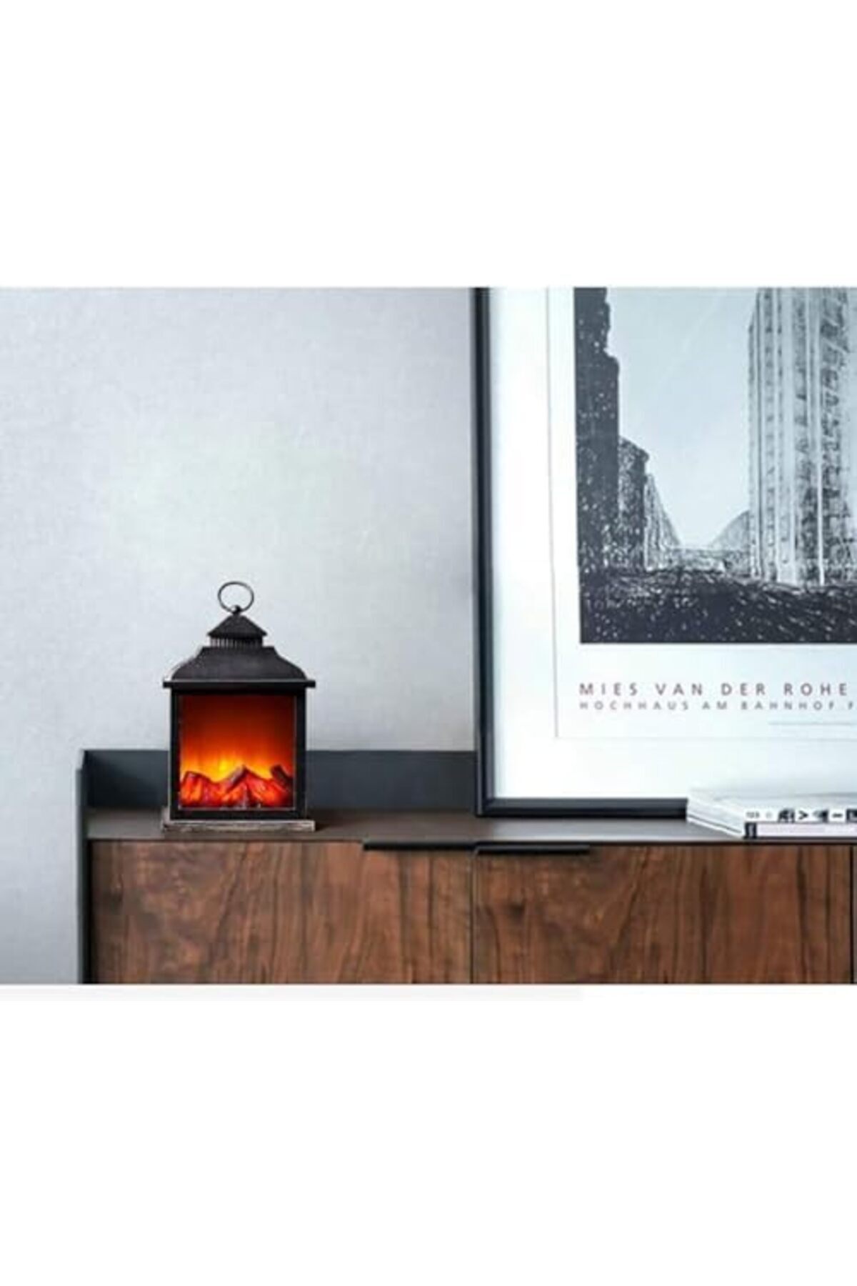 Generic-LED Fireplace Lantern without Heater with 3D Flame Effect - Timer Function - (SP-61) - 5 x 15 x 38 c 5
