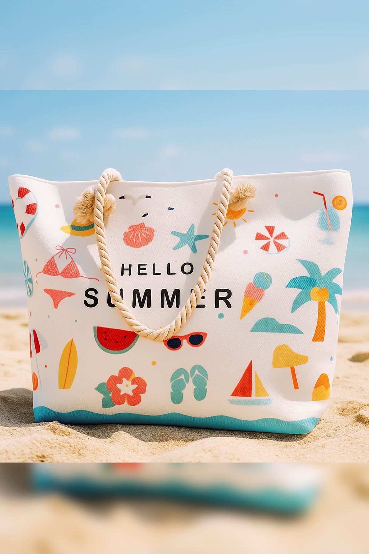 Lal Shoes & Bags ELISSA KADIN Fermuarlı PLAJ ÇANTASI-Açık Mavi