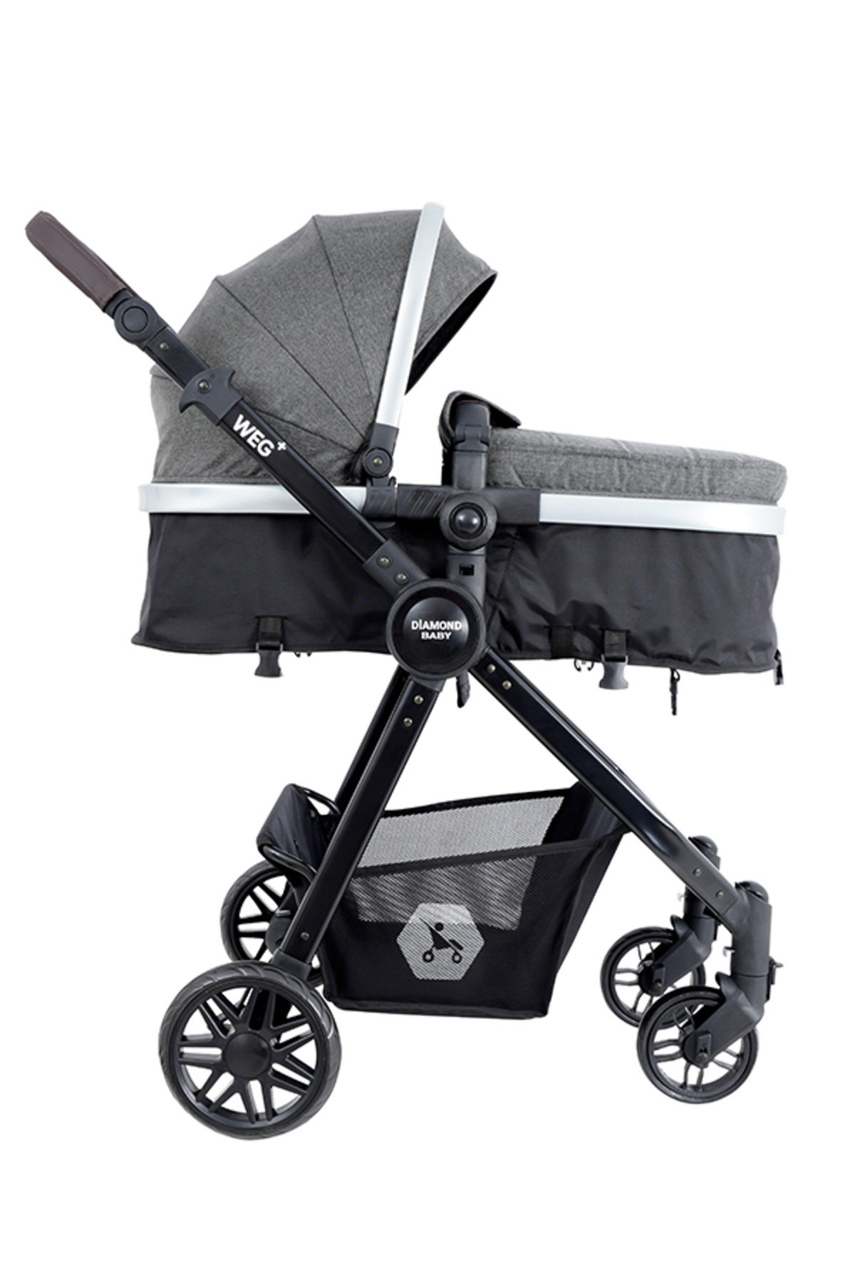 Diamond Baby Weg Travel (Seyahat Sistem) Bebek Arabası, Pusetli, Çift yönlü, Ayak Örtülü Gri fotoğrafı 6 (önizleme)