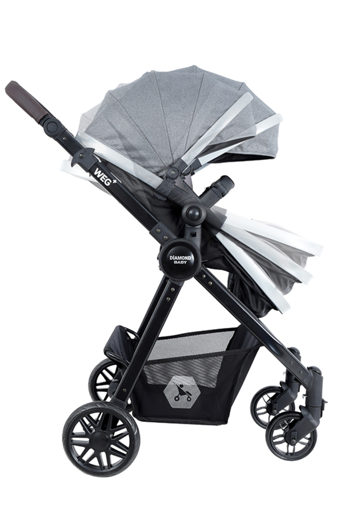 Diamond Baby Weg Travel (Seyahat Sistem) Bebek Arabası, Pusetli, Çift yönlü, Ayak Örtülü Gri (açık) fotoğrafı 3 (önizleme)