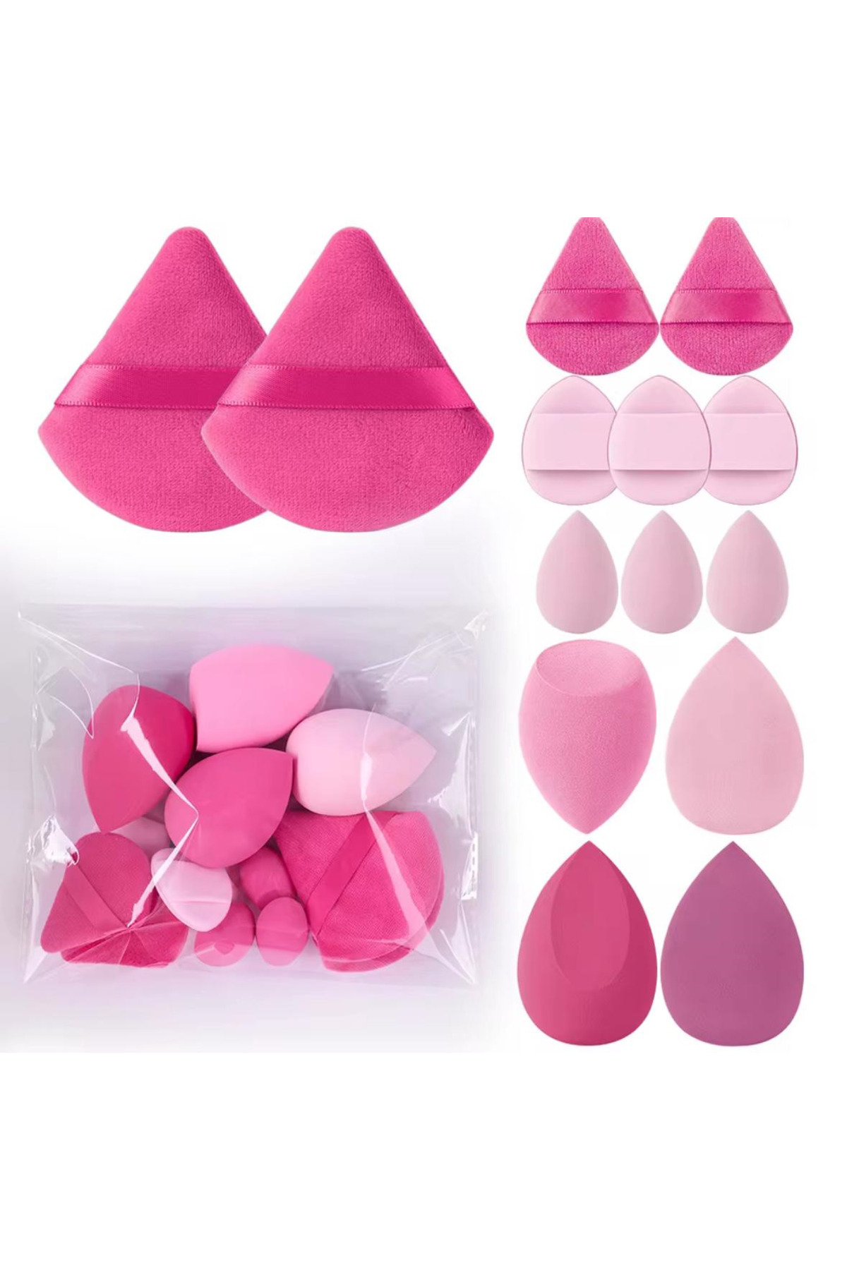 ROWENAROSE 14 Parça Makyaj Sünger Seti Yumuşak Dokulu