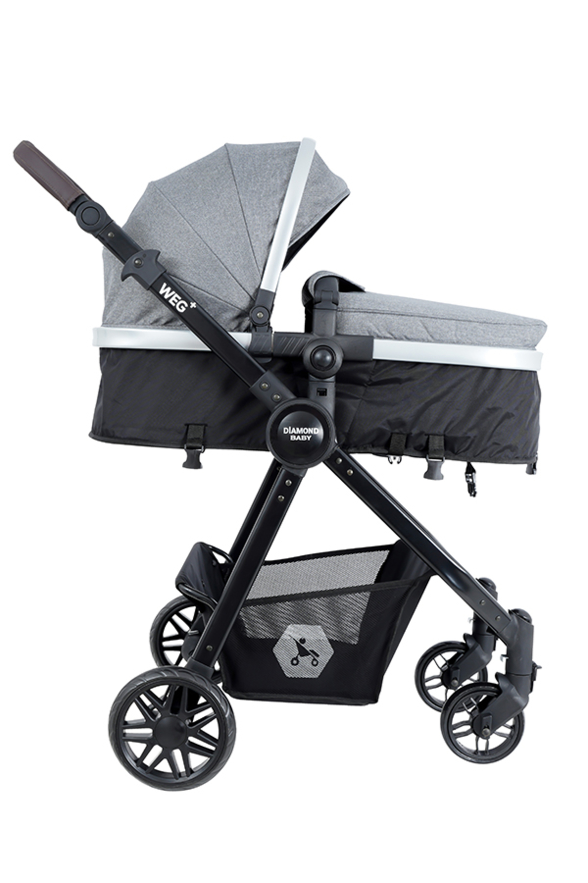 Diamond Baby Weg Travel (Seyahat Sistem) Bebek Arabası, Pusetli, Çift yönlü, Ayak Örtülü Gri (açık) fotoğrafı 6 (önizleme)