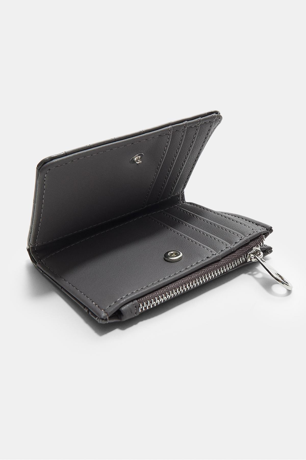 Stradivarius  Timsah deseni görünümlü kartlıklı bozuk para cüzdanı - Görsel 3