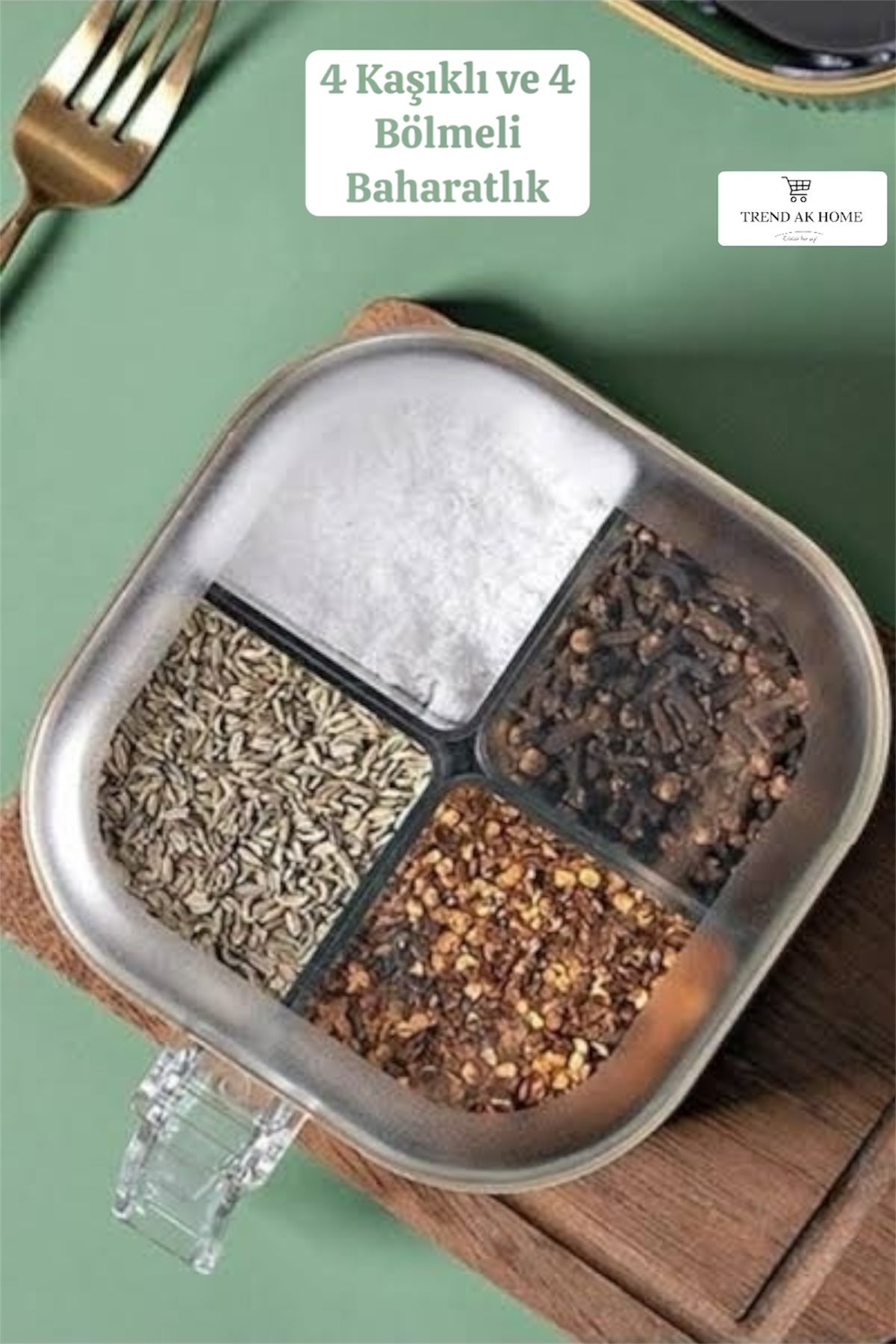 OSKAR FIRÇA-4 Compartment Spice Rack Organizer Storage Organizing Container with Flip-Up Lid 4