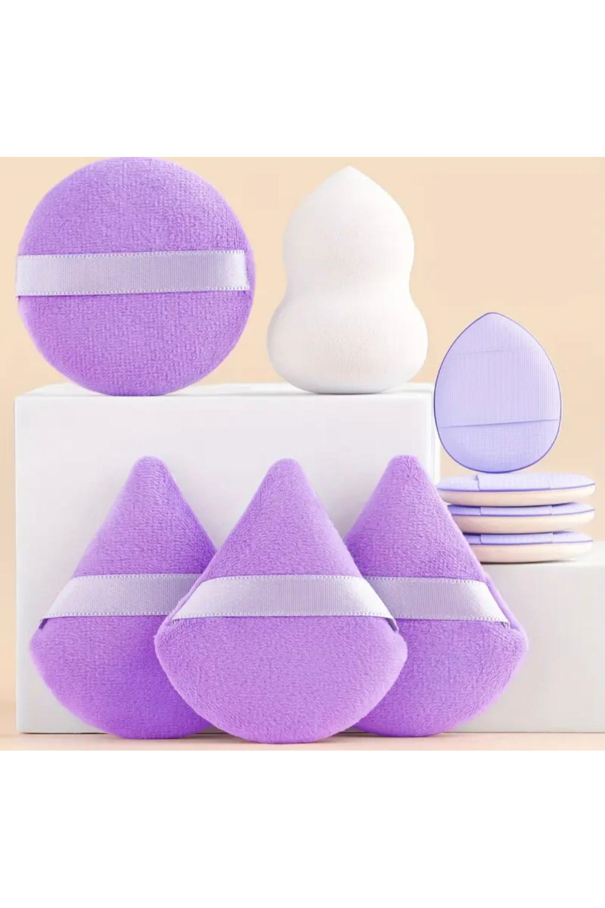 ROWENAROSE 9 Parça Armut Sünger Ve Pudra Sünger Seti