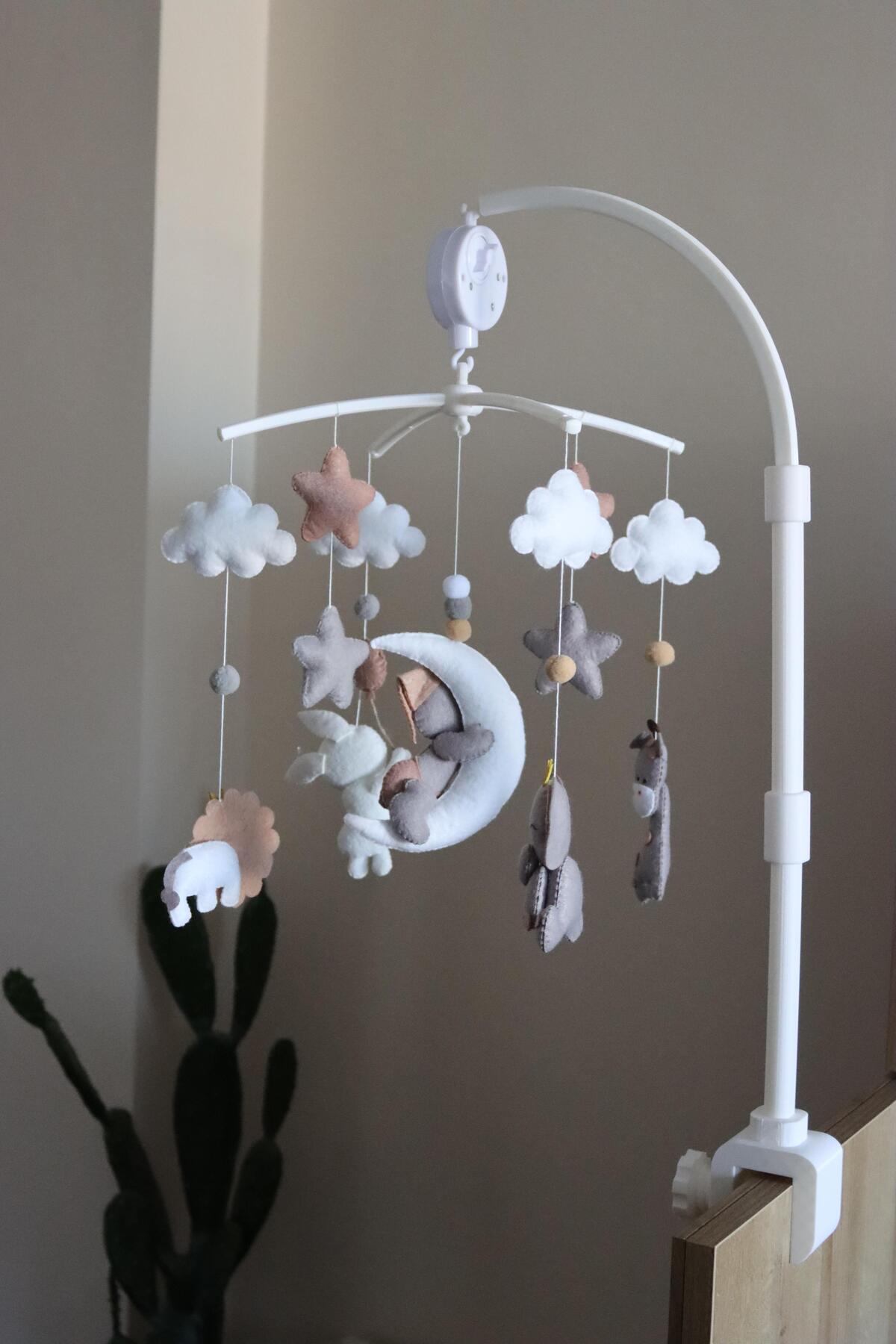 Asilbebe Müzik ve Asma Aparatlı Keçeden Hayvan Figürlü Beşik Dönencesi fotoğrafı 5 (önizleme)