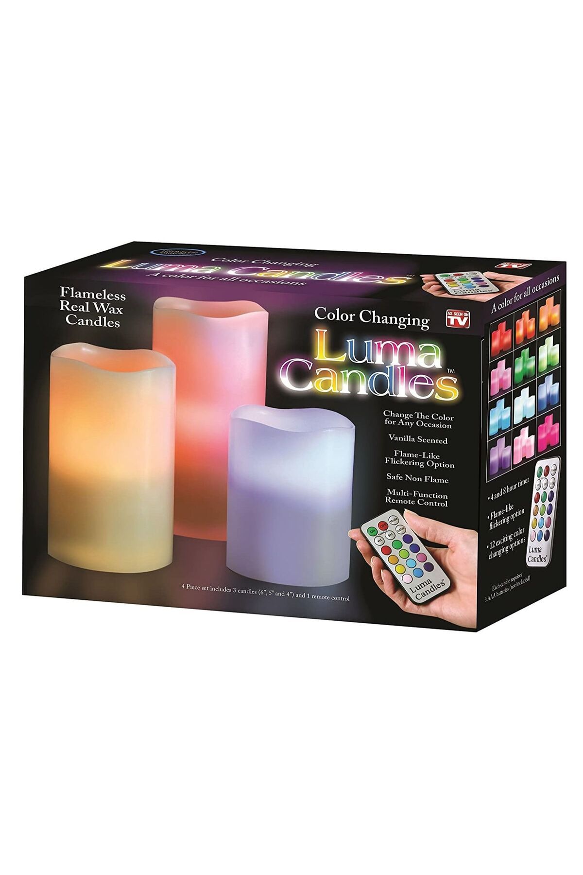 Generic-Luma 3-Piece Flameless Candle With Remote Control Set White 1