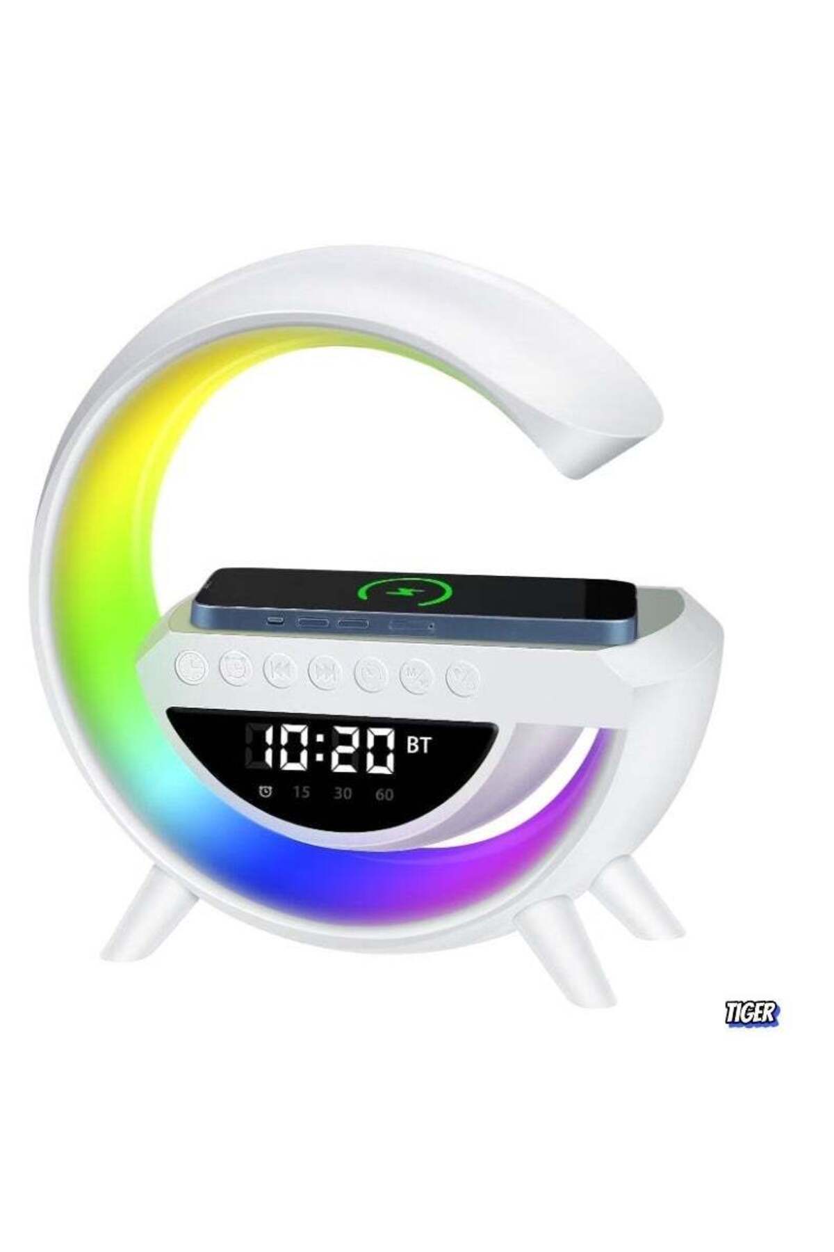 Generic-JAJEEK Atmosphere Lamp with 15W Wireless Charger, LED Alarm Clock, Dimmable Ambient Light, Smart Ta 1