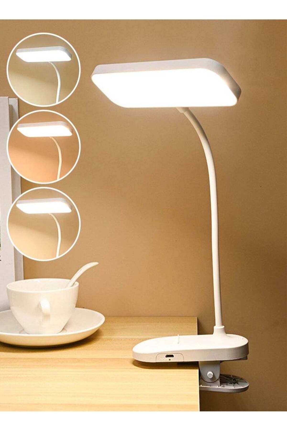 Generic-LOOPITYS 3 Modes Touch Dimming USB Dimming Clip Table Lamp Student Dormitory Learning Study Table L 1