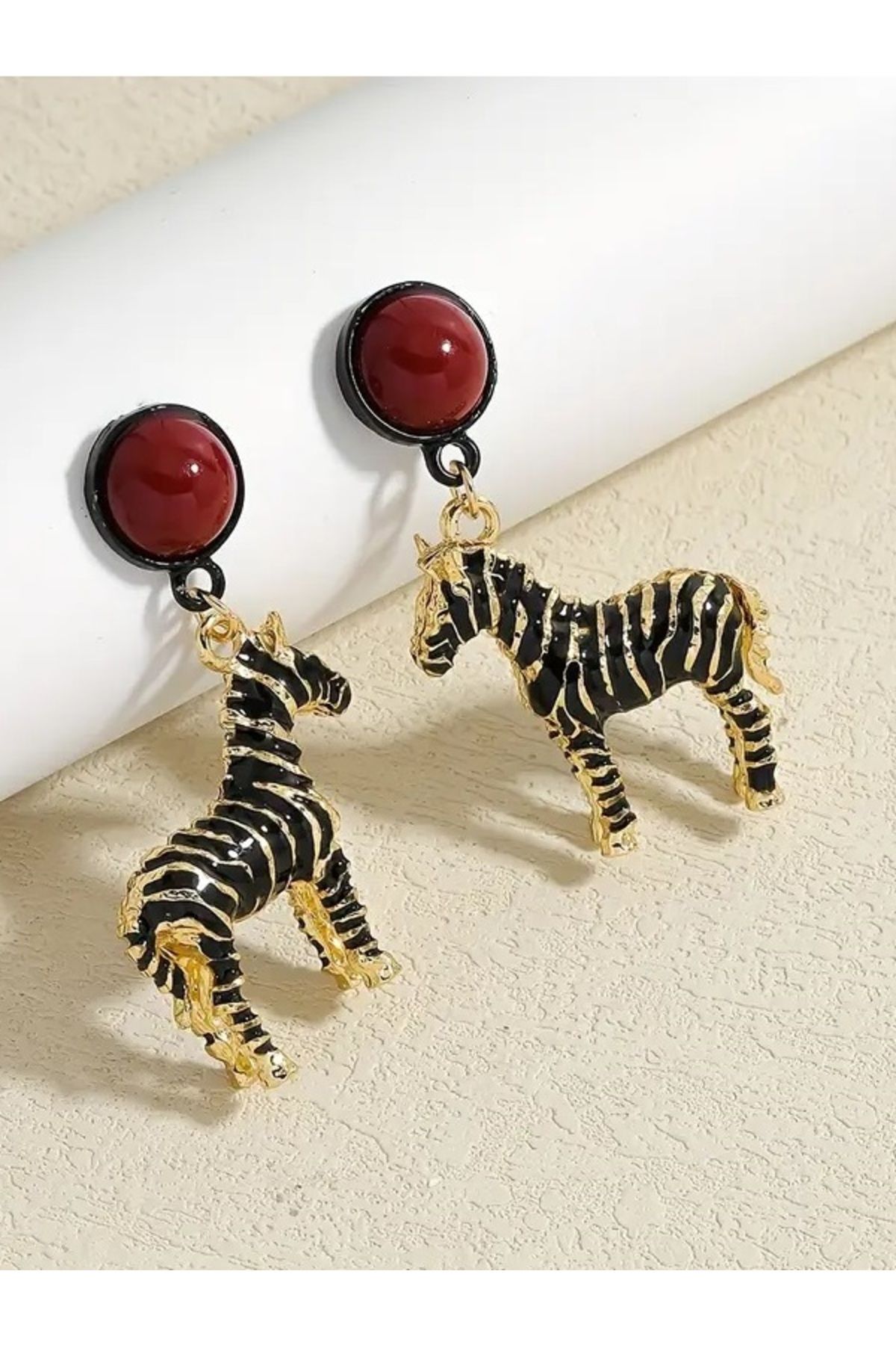 BirYıldızOl-Zra Model Zebra Earrings 4