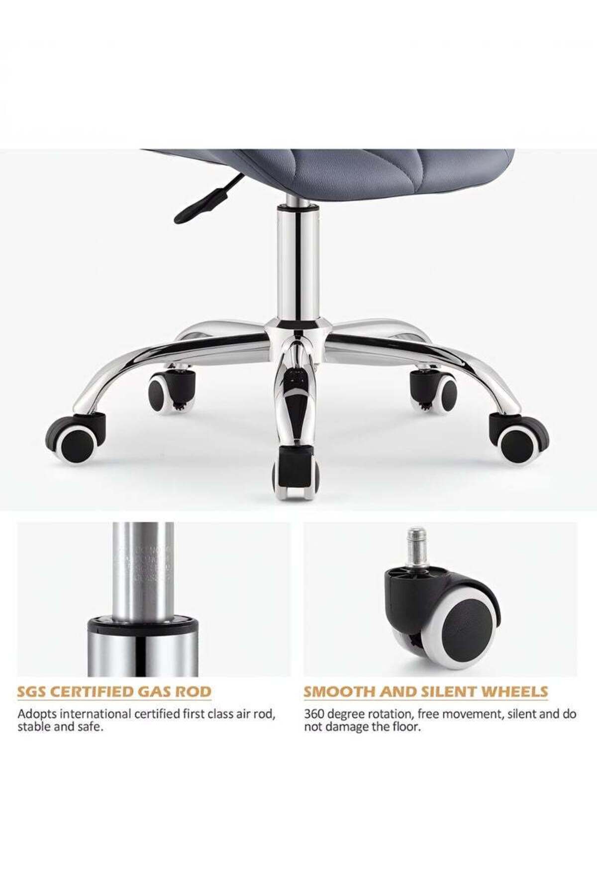 Taimi-Ergonomic Desk Chair with Adjustable Height, Study Chair, with Swivel Wheels 360° - Gray 5