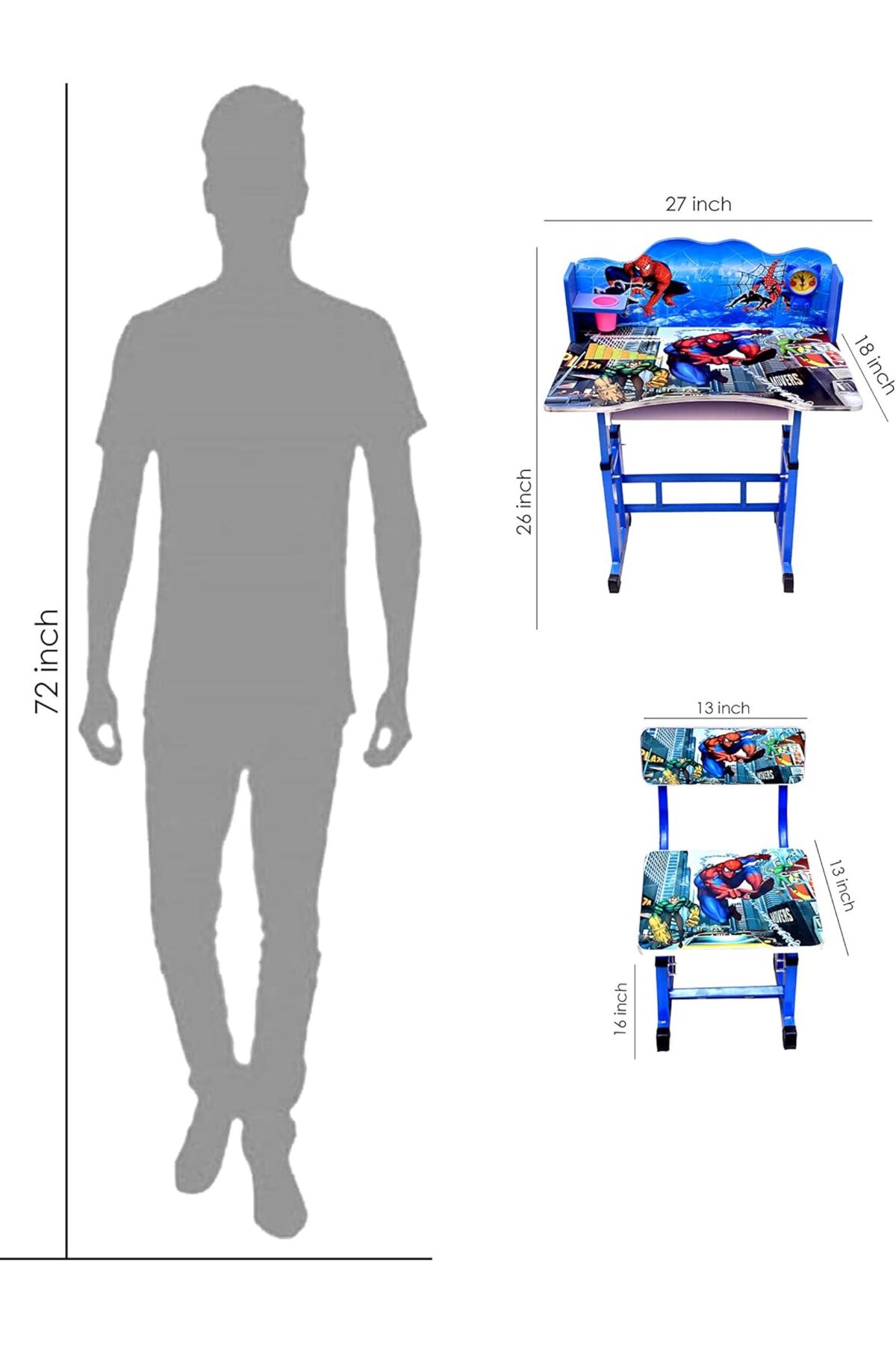 طقم طاولة وكرسي دراسة للأطفال من خشب توبي المصنوع يدويًا سبايدر