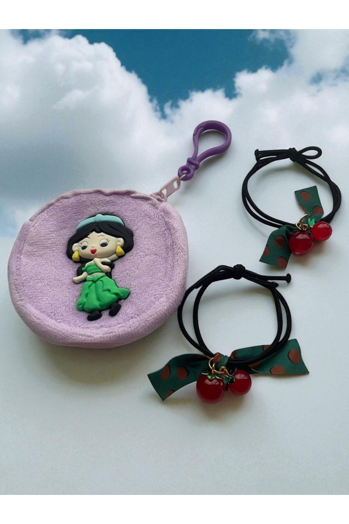 GALATA GIFT-Wallet-Buckle Set, Girl's Wallet and Two (2) Pieces of Cherry Binding Buckle Set with Elastic 6