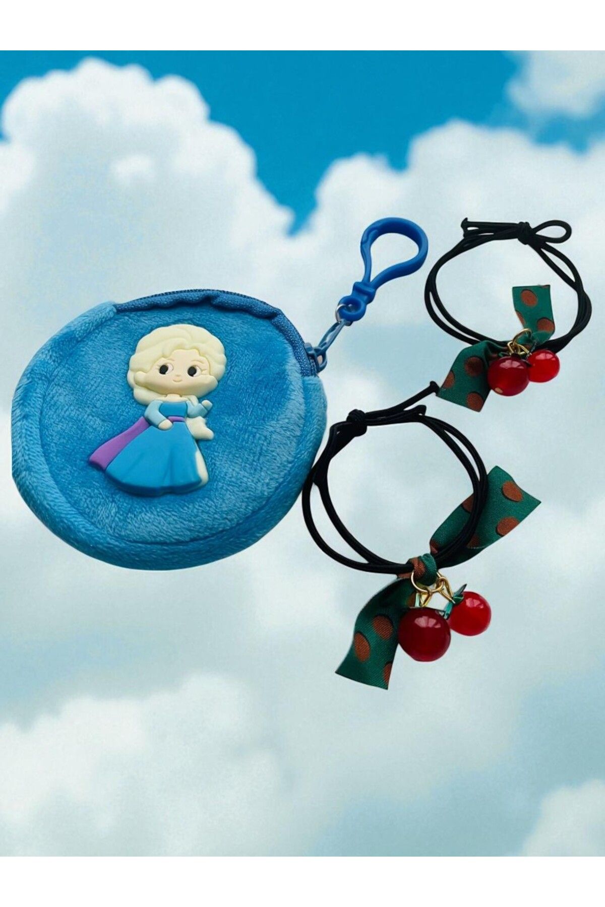 GALATA GIFT-Wallet-Buckle Set, Girl's Wallet and Two (2) Pieces of Cherry Binding Buckle Set with Elastic 5