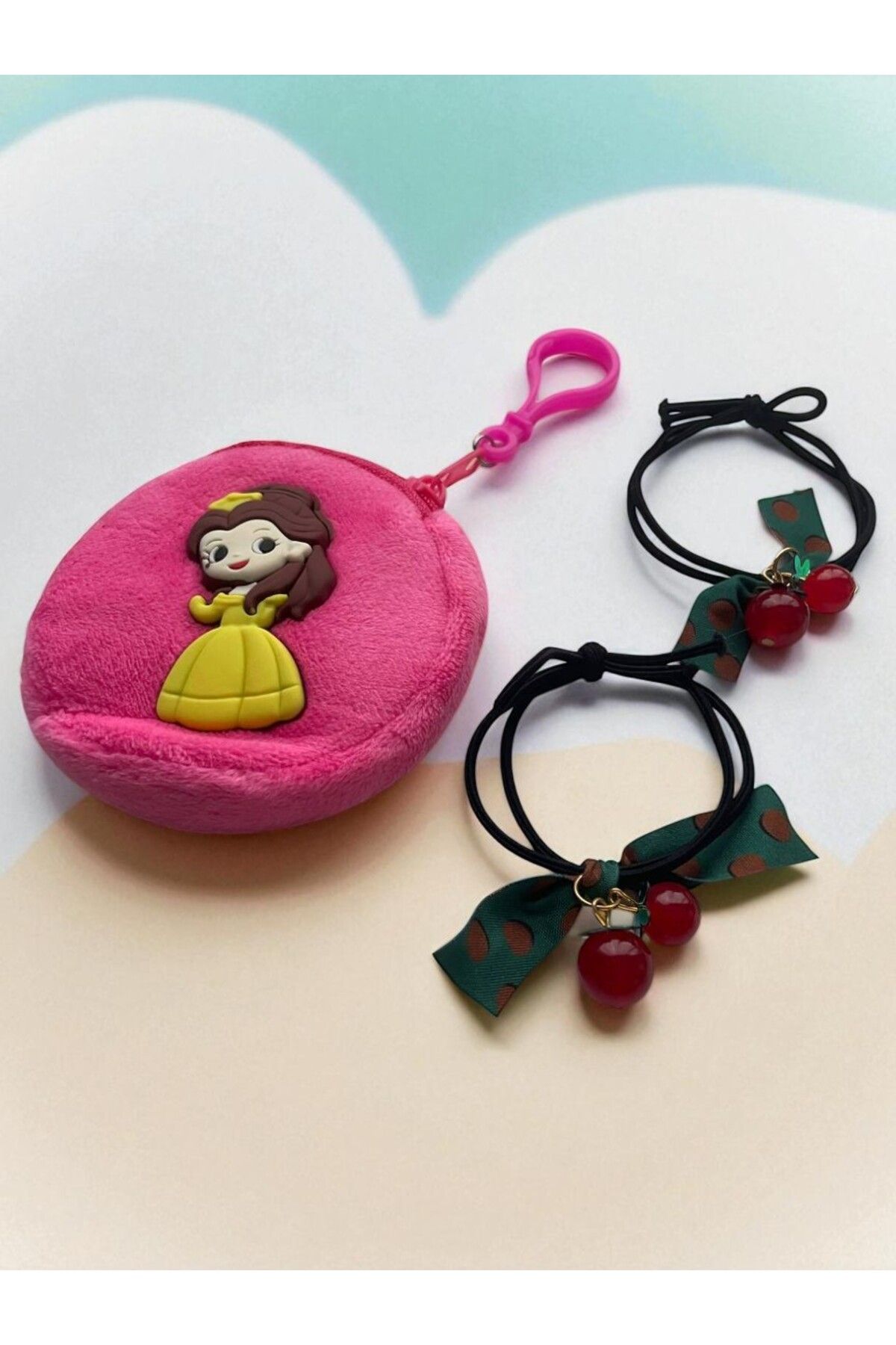 GALATA GIFT-Wallet-Buckle Set, Girl's Wallet and Two (2) Pieces of Cherry Binding Buckle Set with Elastic 6