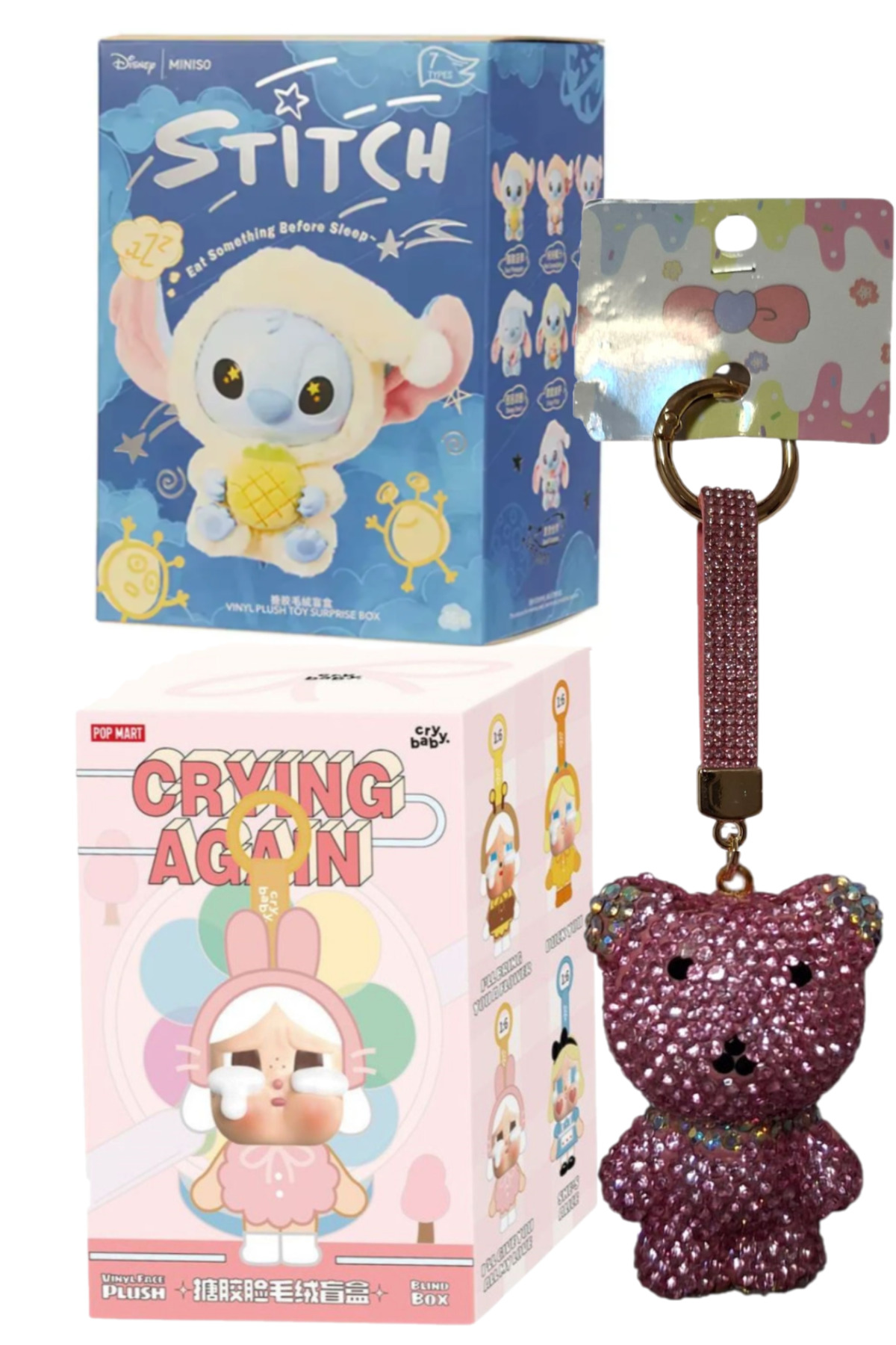 Pofika Stitch Koala Peluş Labubu + Crying Again Cry Baby Labubu +