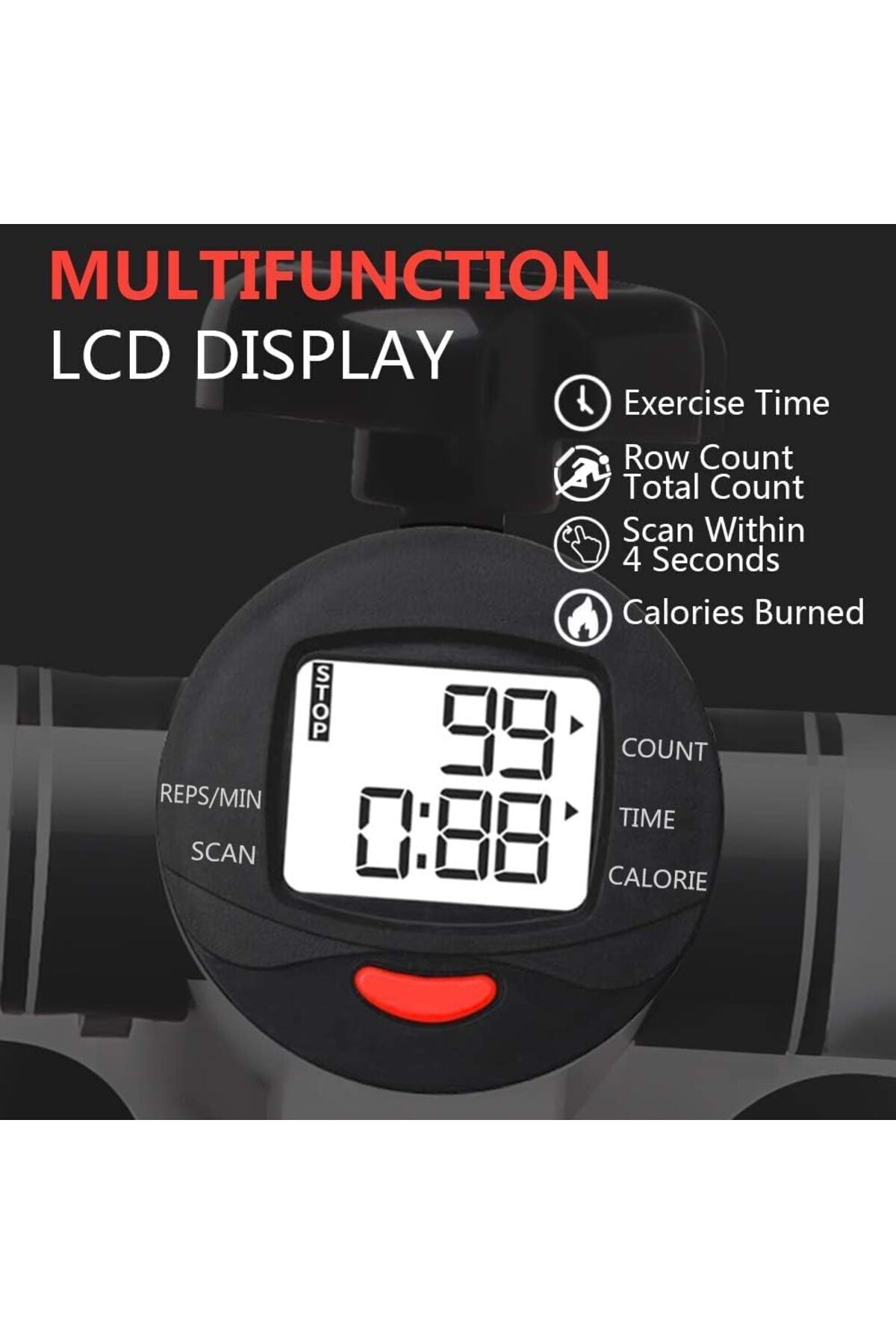 Bicchoo-Mini Stepper Trainer Adjustable Height Stepper Exercise Machine with Bands and LCD Monitor 4