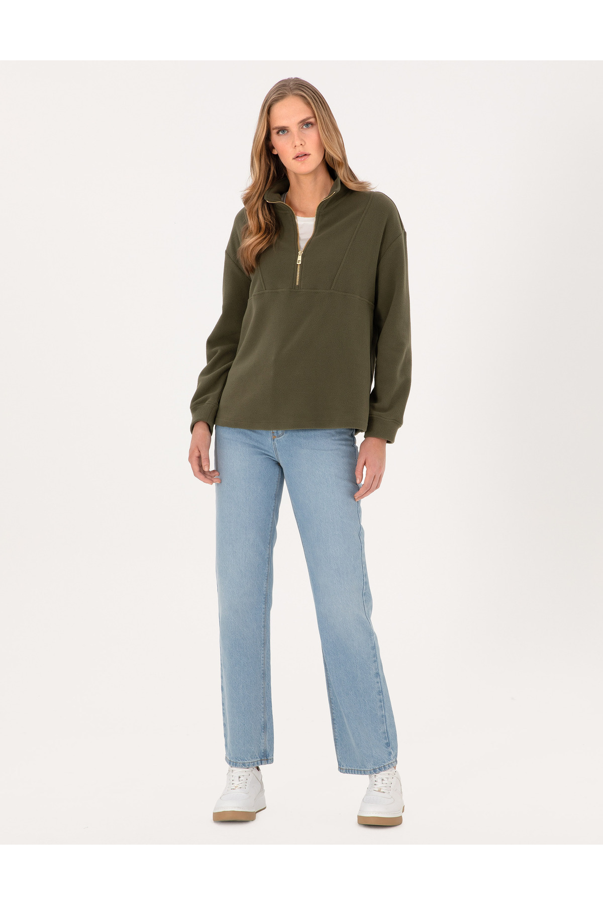 Pierre Cardin  Haki Comfort Fit Fermuarlı Polar Sweatshirt 50314954-VR027 - Görsel 4