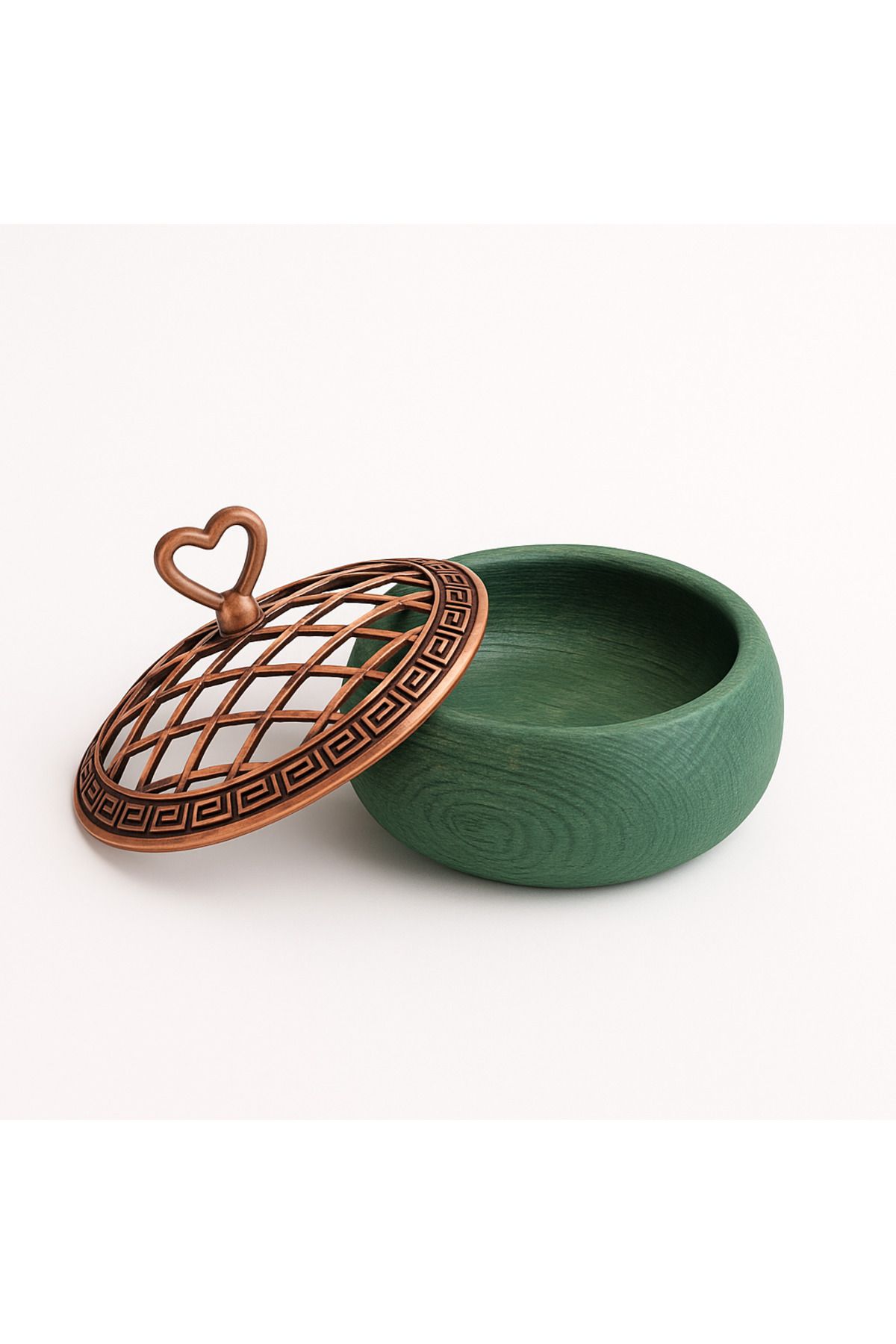 tios home-Wooden Bowl Presentation Set with Copper Lid Serving Tray with 6 Bowls and Handles Real Beech Wood Stand 4
