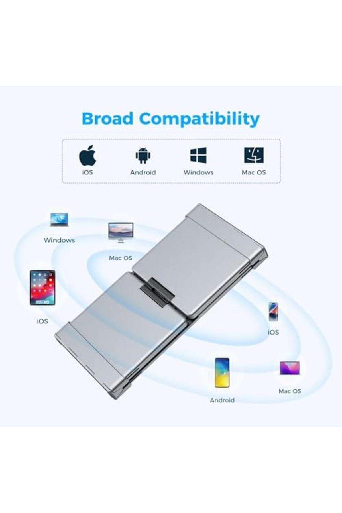 iClever-Foldable Keyboard with Number Pad BK09 Wireless Portable Keyboard for Travel and Business Tr 8