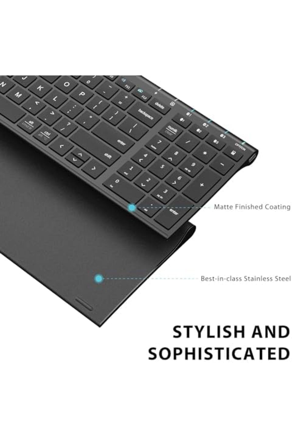 iClever-BK10 Bluetooth Keyboard - Universal Wireless & Rechargeable Ultra-Slim with Number Pad, Ergo 6