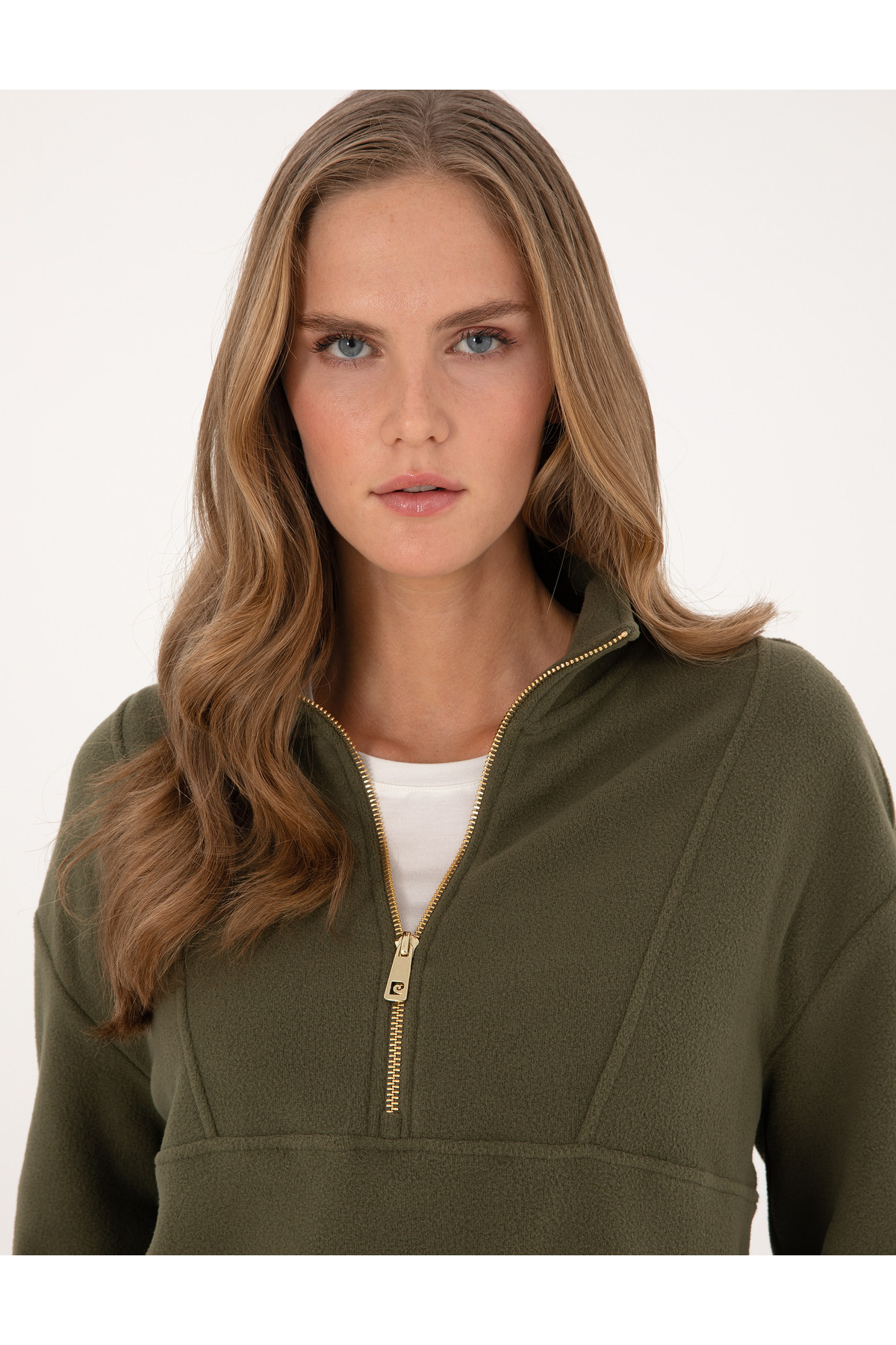 Pierre Cardin  Haki Comfort Fit Fermuarlı Polar Sweatshirt 50314954-VR027 - Görsel 2