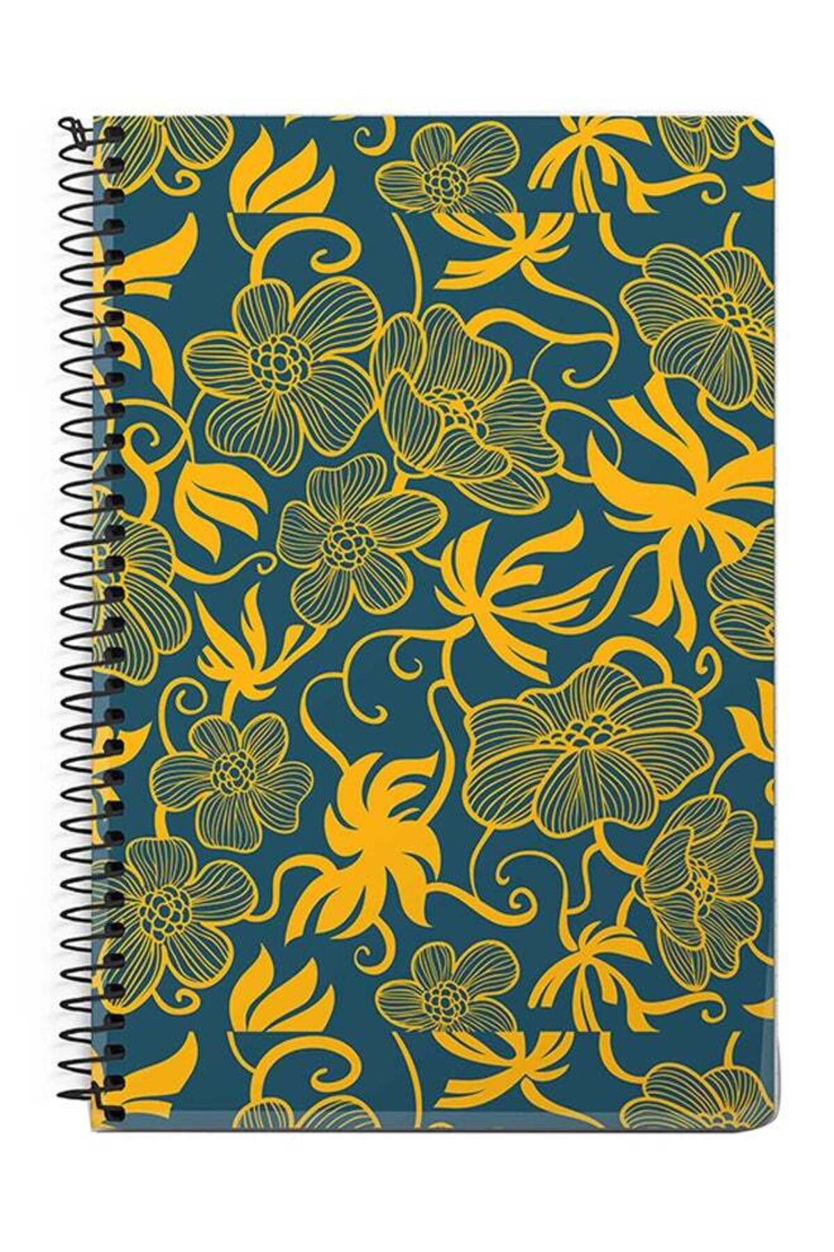 Stylizedd-Euro Pattern A5 Spiral Notebook Yellow/Blue 1