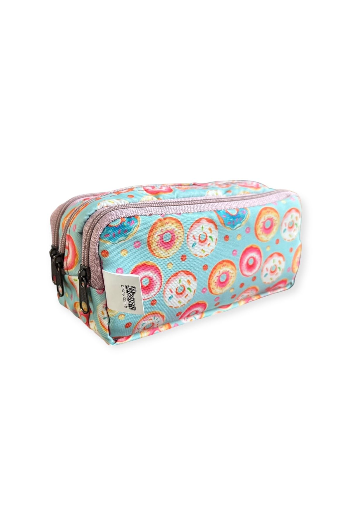Polin-Three Compartment Patterned Pencil Bag, 8 Different Models, Zippered, Large Size 3