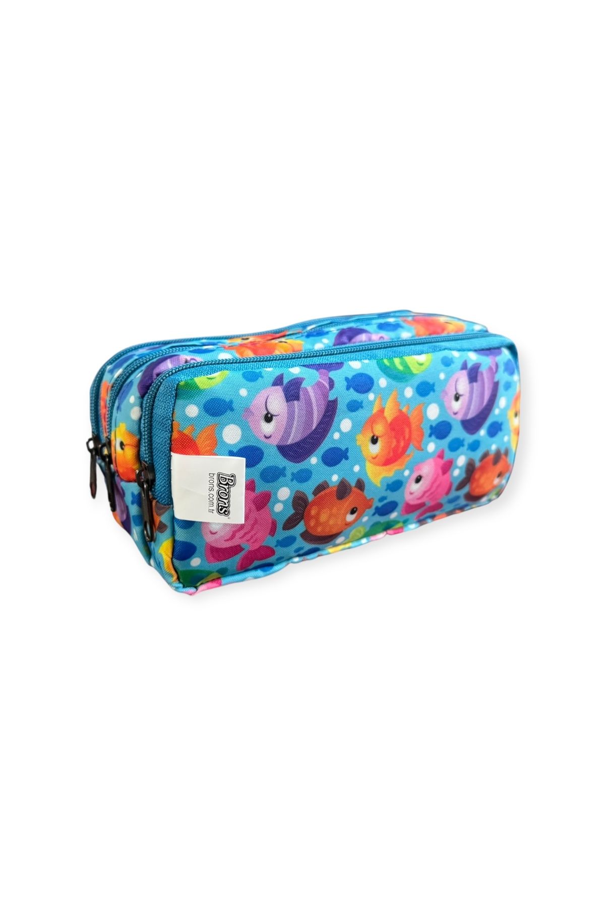 Polin-Three Compartment Patterned Pencil Bag, 8 Different Models, Zippered, Large Size 1
