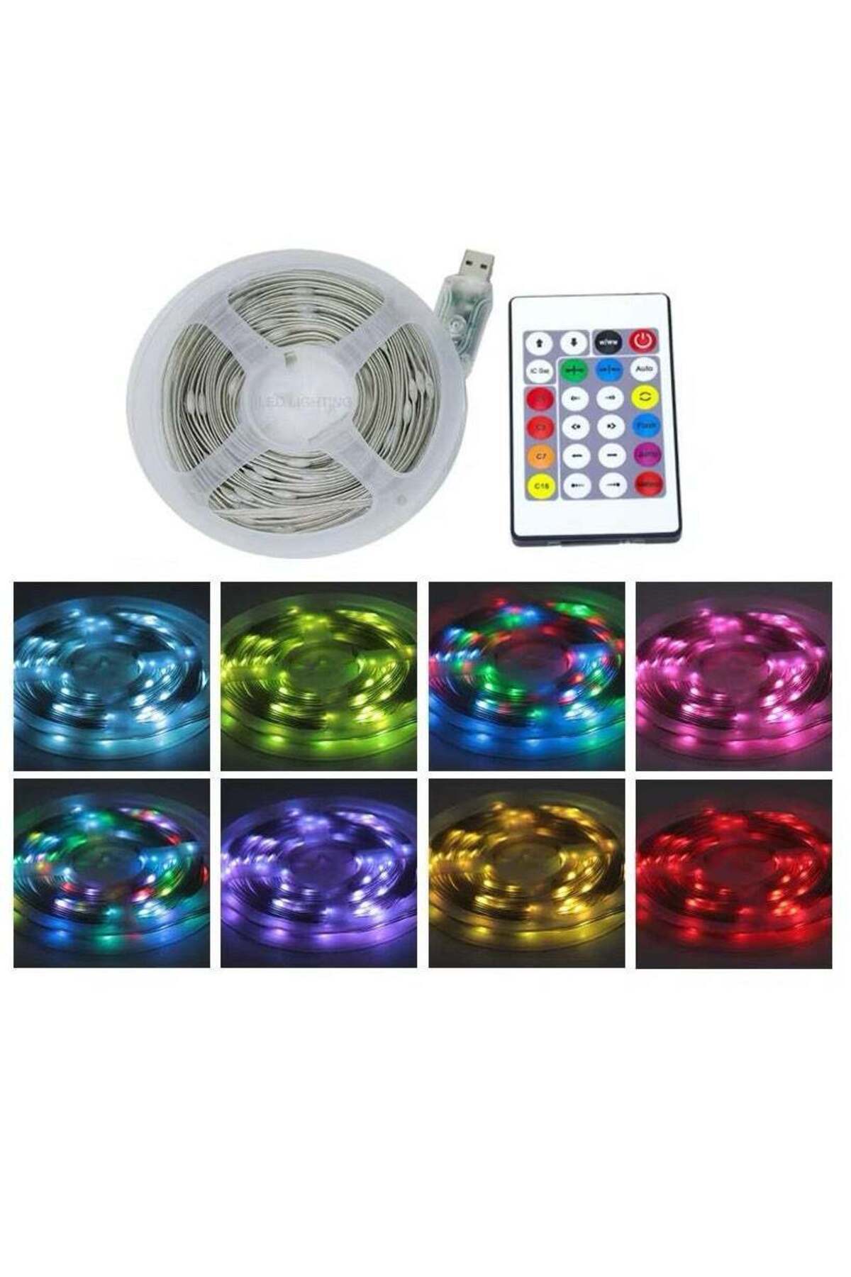 Generic-LED Strip Light, 10 Metre USB Powered, RGB Colour Changing with Remote Control, Multi-Function Deco 1
