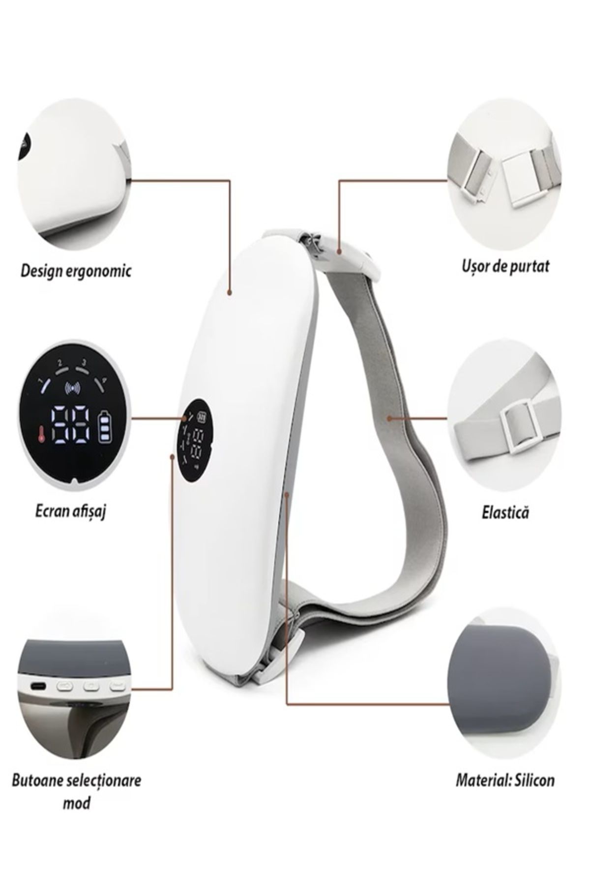 NO BRAND-Pain belt with 3 heating modes, 8 vibration modes and charging 2