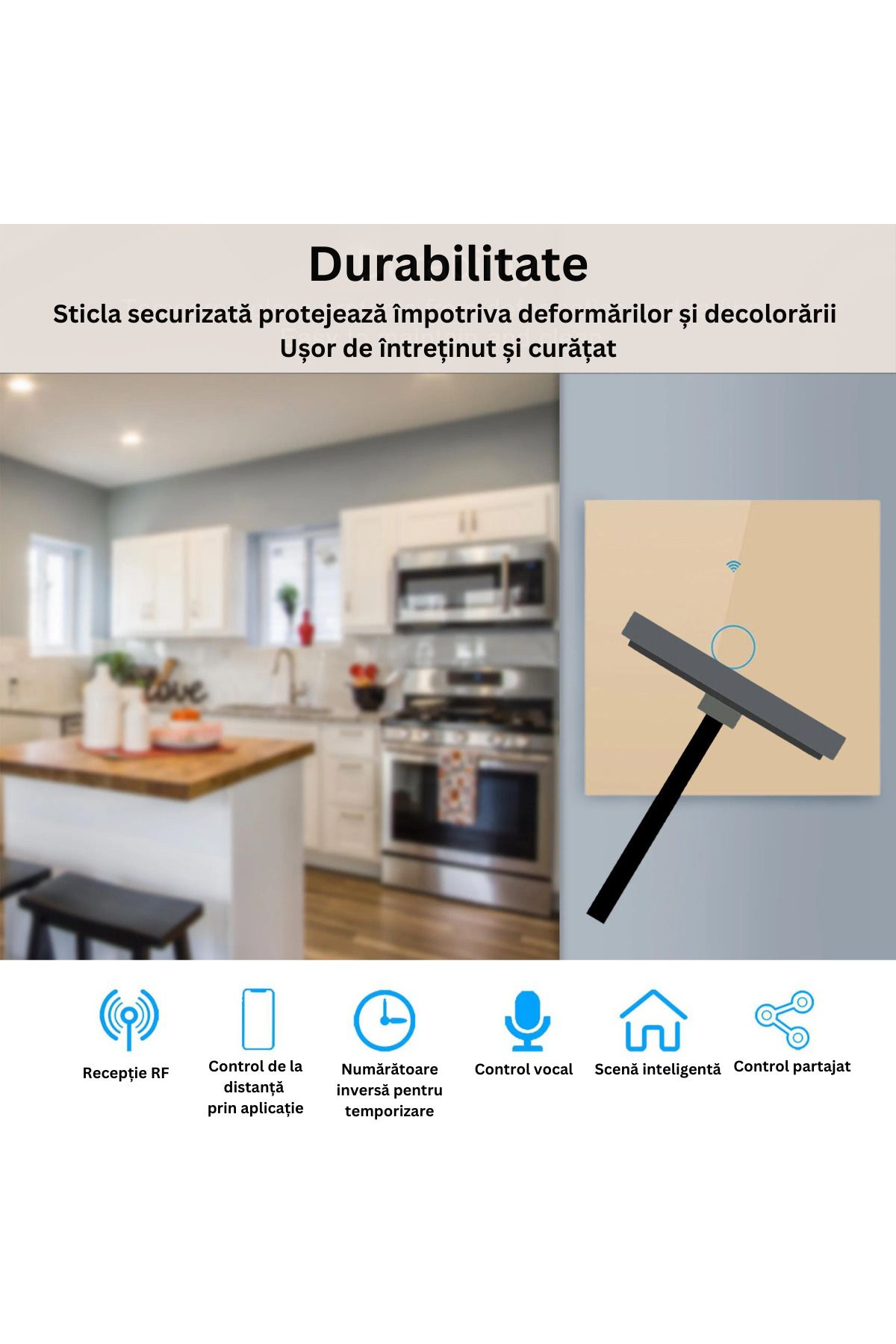 VisionHub-Smart touch switch, Wireless,Wi-fi, 1 Channel, Tempered Glass, Compatible with iOS/Android, Tuya 10