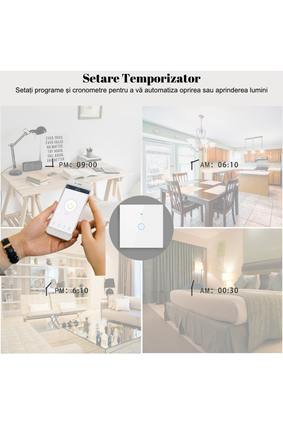 VisionHub-Smart touch switch, Wireless, Wi-fi, 1 Channel, Tempered Glass, Compatible with iOS/Android, Tuya 5