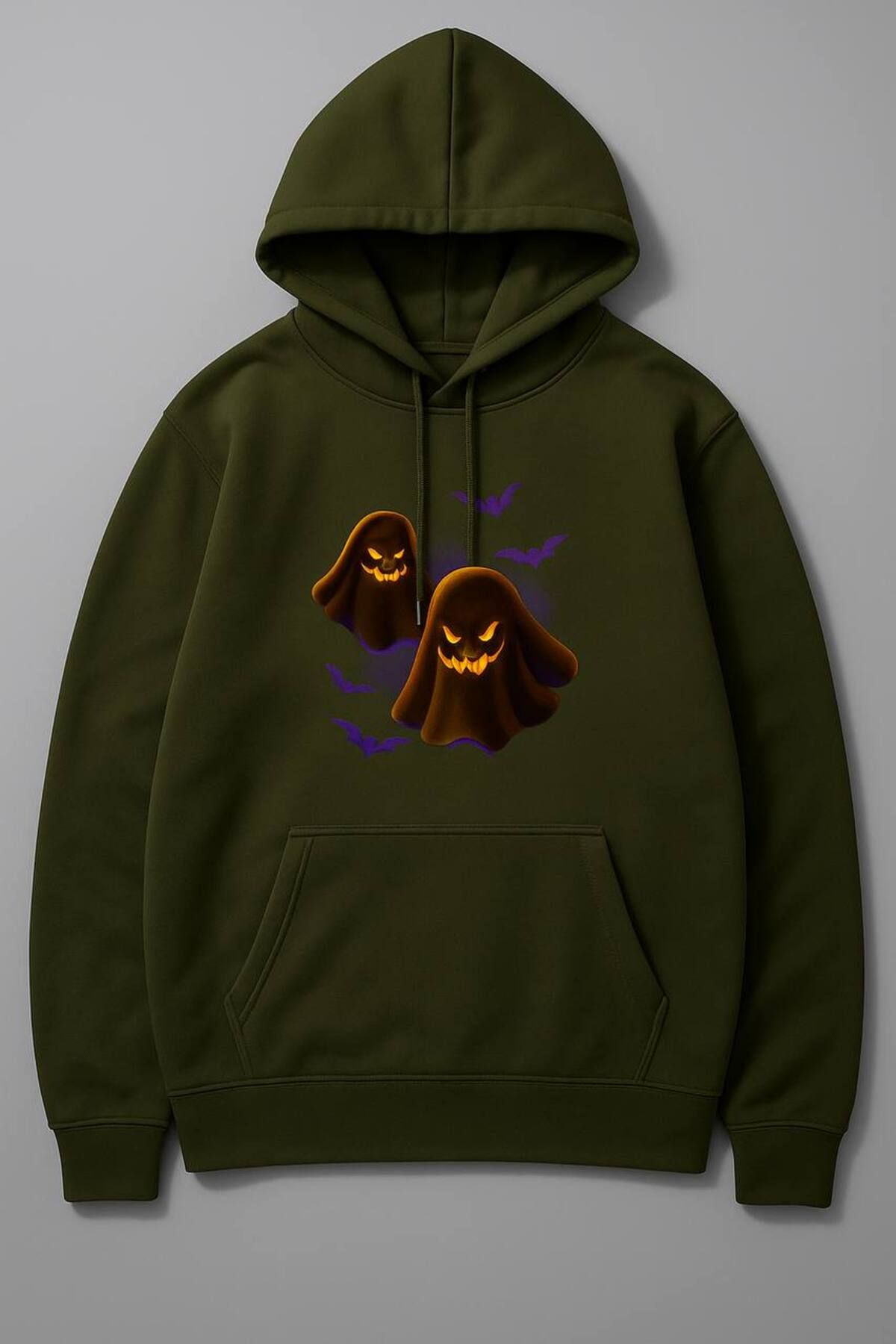 CLASSY.MODA-Ghost and Bat Pattern Hooded Sweatshirt 1