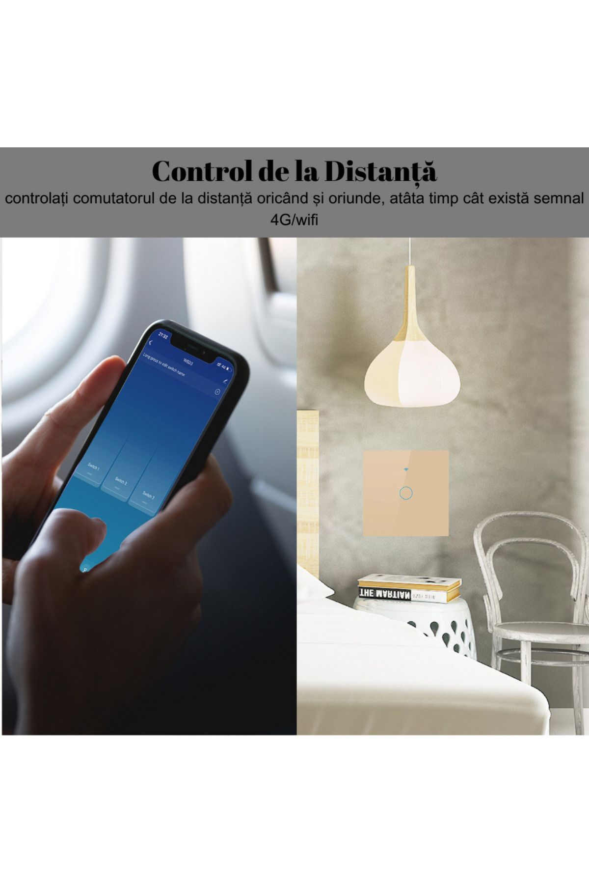 VisionHub-Smart touch switch, Wireless,Wi-fi, 1 Channel, Tempered Glass, Compatible with iOS/Android, Tuya 7