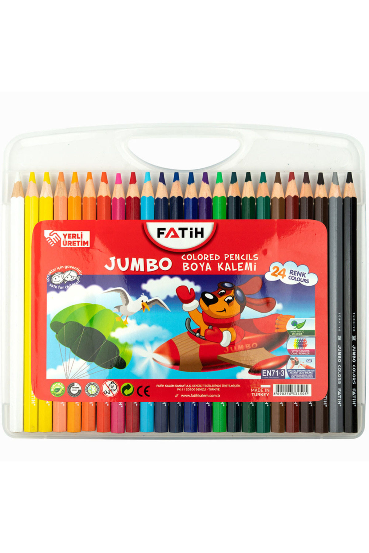 Fatih Jumbo 24 Renk Çantalı Kuru Boya Seti /