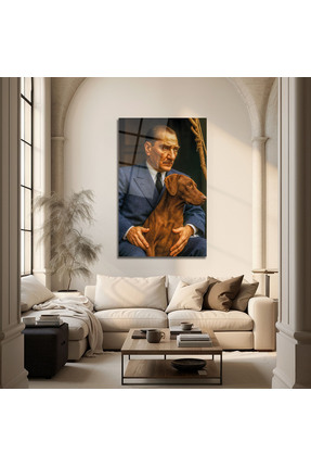 Altat Home Sadakat ve Liderlik Temalı Atatürk ve Köpeği Cam Tablo