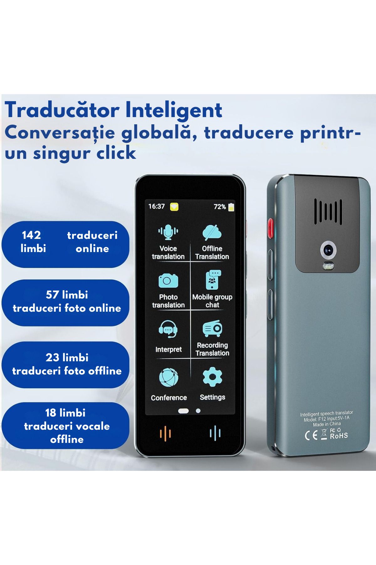 VisionHub-Smart Digital Bidirectional Voice Translator with over 137 Languages Online and Offline, Real-time 2