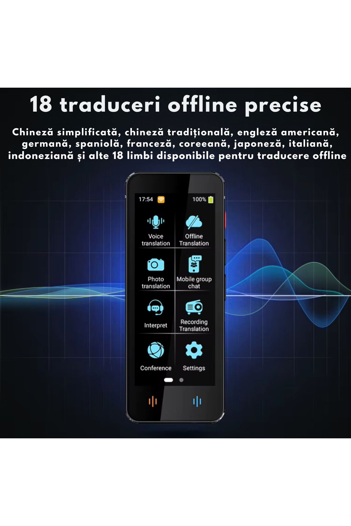 VisionHub-Smart Digital Bidirectional Voice Translator with over 137 Languages Online and Offline, Real-time 8
