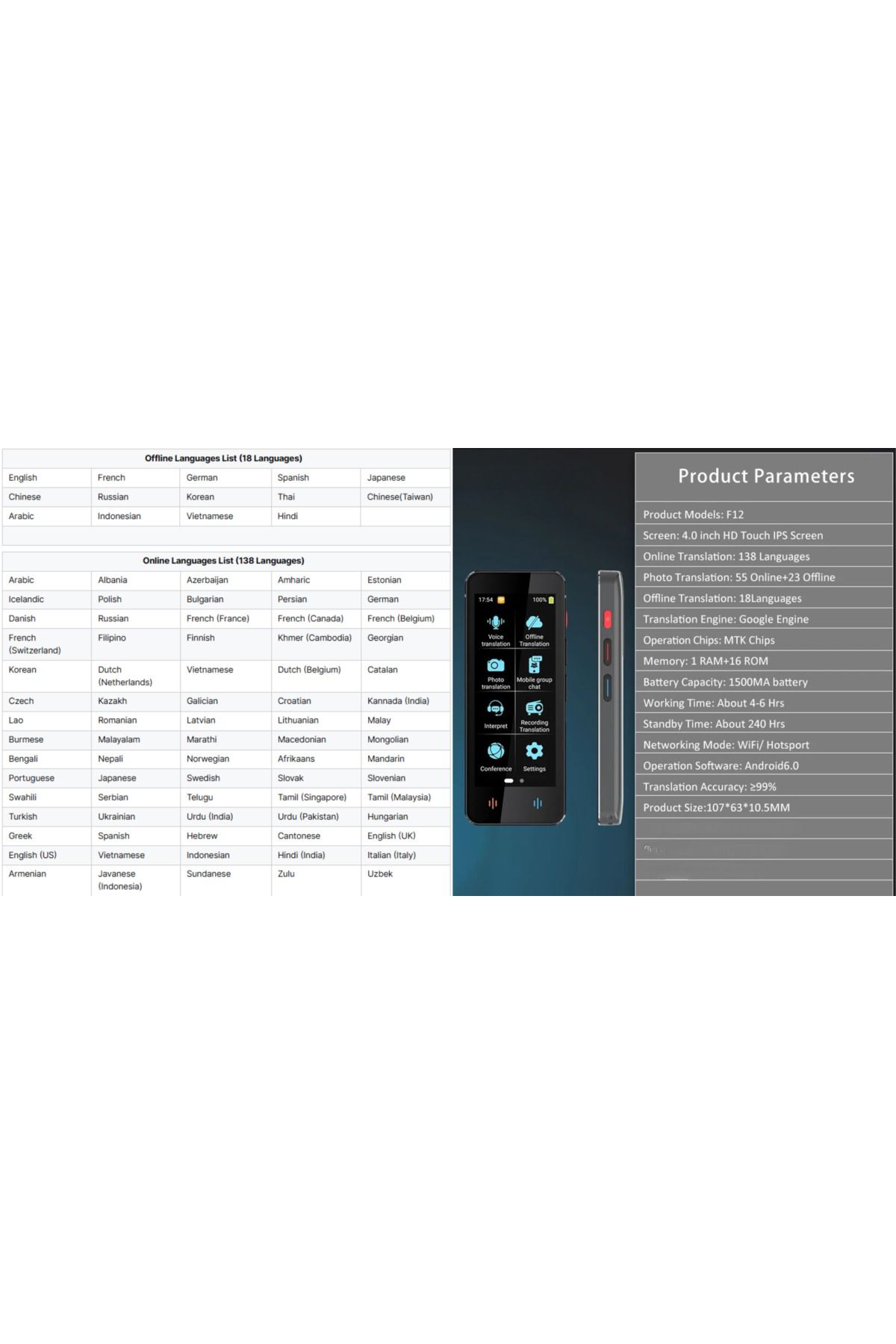 VisionHub-Smart Digital Bidirectional Voice Translator with over 137 Languages Online and Offline, Real-time 12