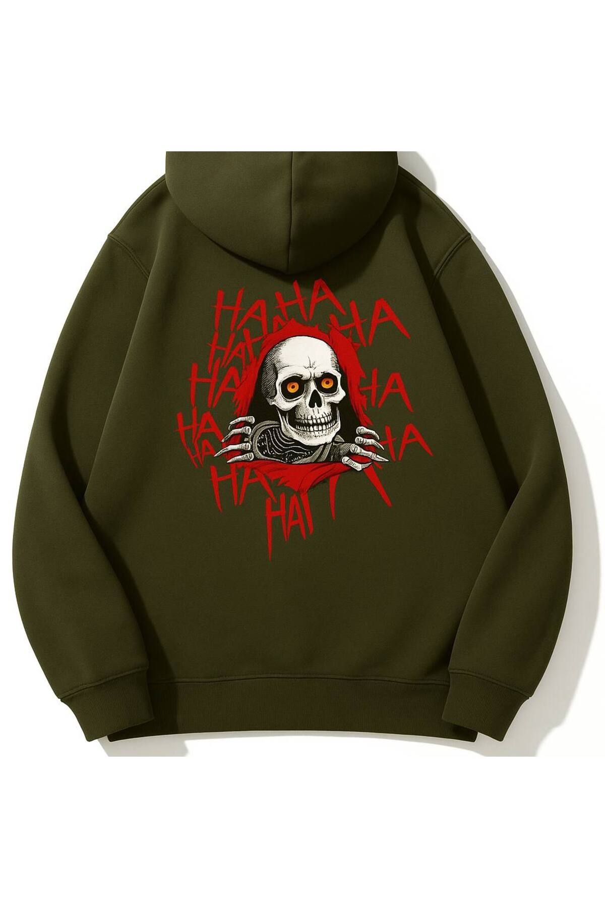CLASSY.MODA-Skull and Laughter Pattern Hooded Sweatshirt 1
