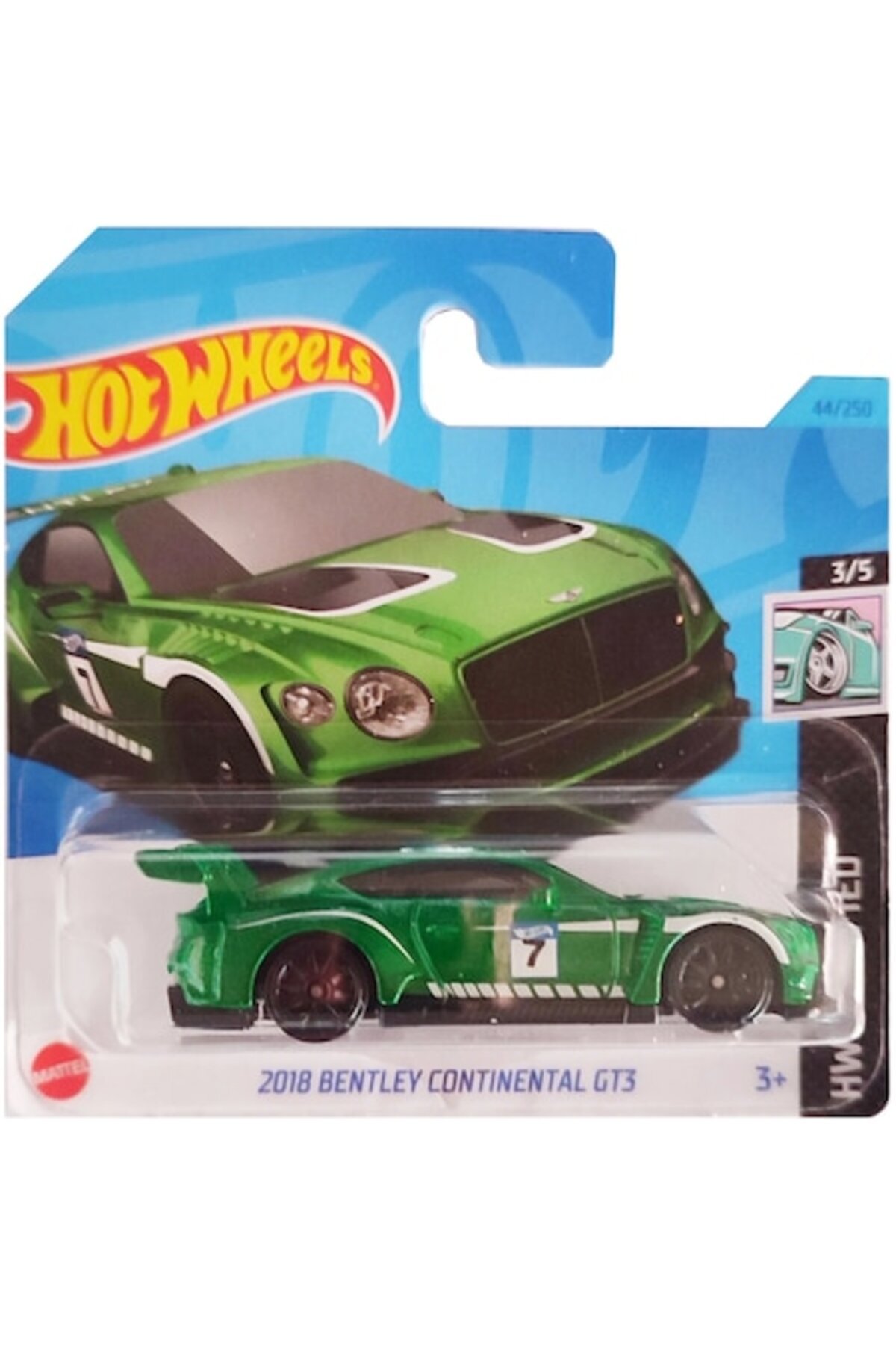 Masinuta metalica Hot Wheels, 2018 Bentley Continental GT3, 1:64, Verde