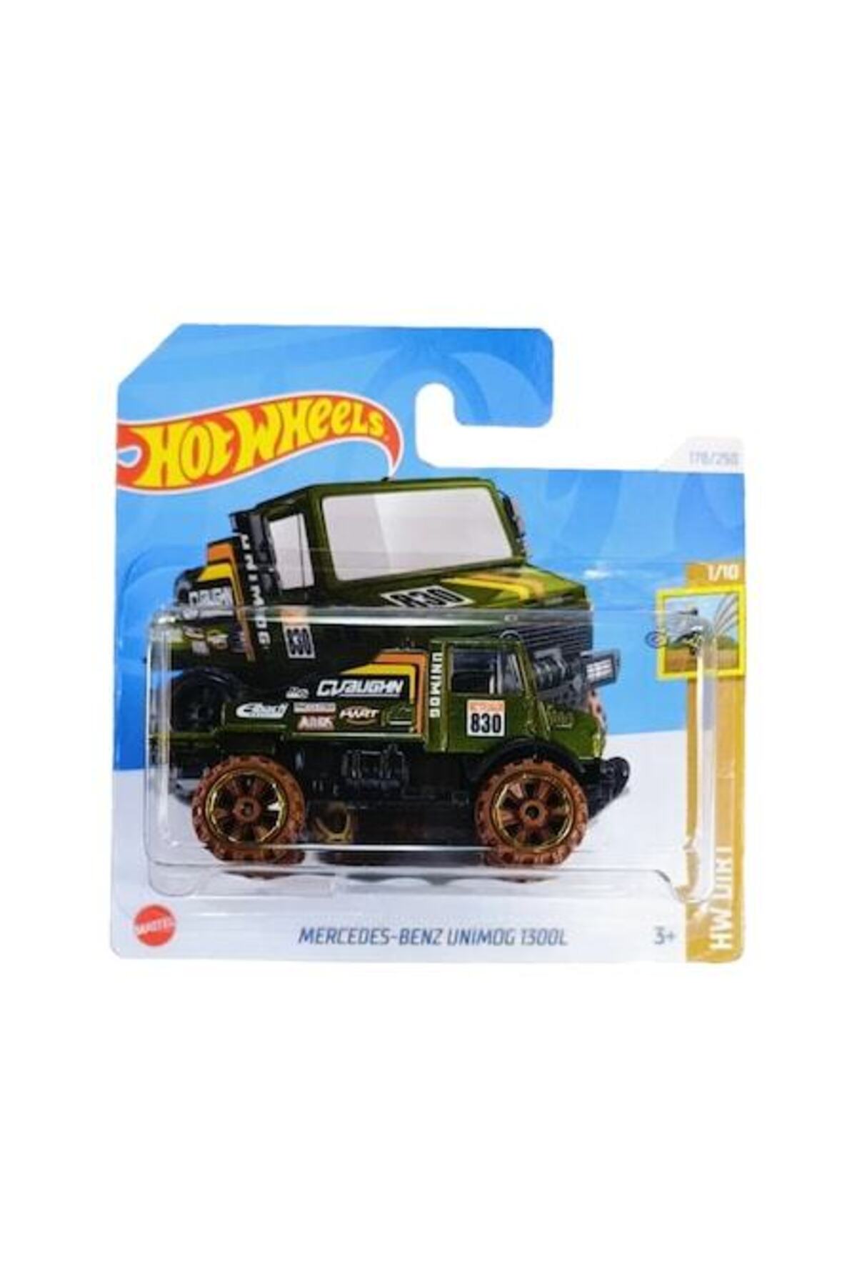 Masinuta Hot Wheels Mercedes Benz Unimog 1300L, verde, 1:64 - Model 2024