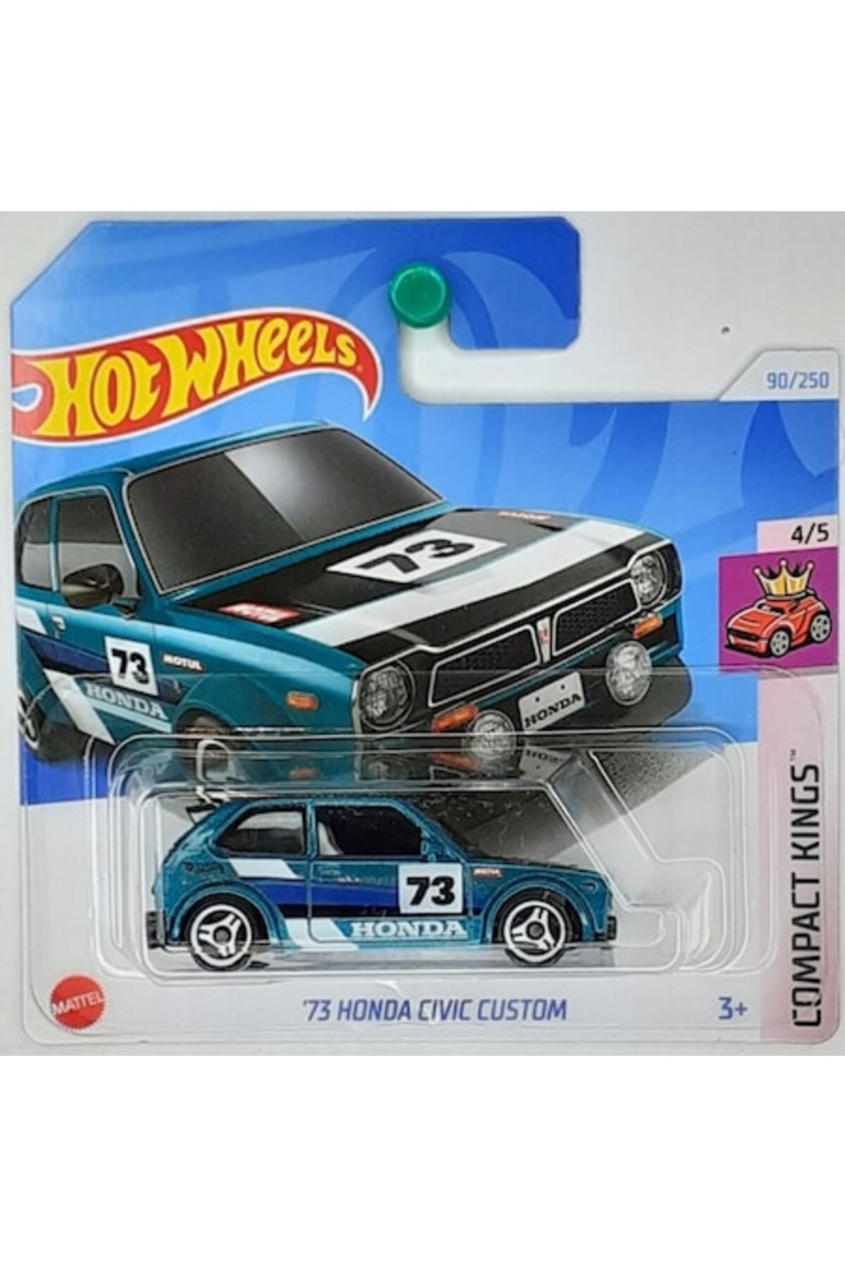 Masinuta metalica Hot Wheels, '73 Honda Civic Custom, Colectia Compact Kings, Editia 2024, 1:64, ver