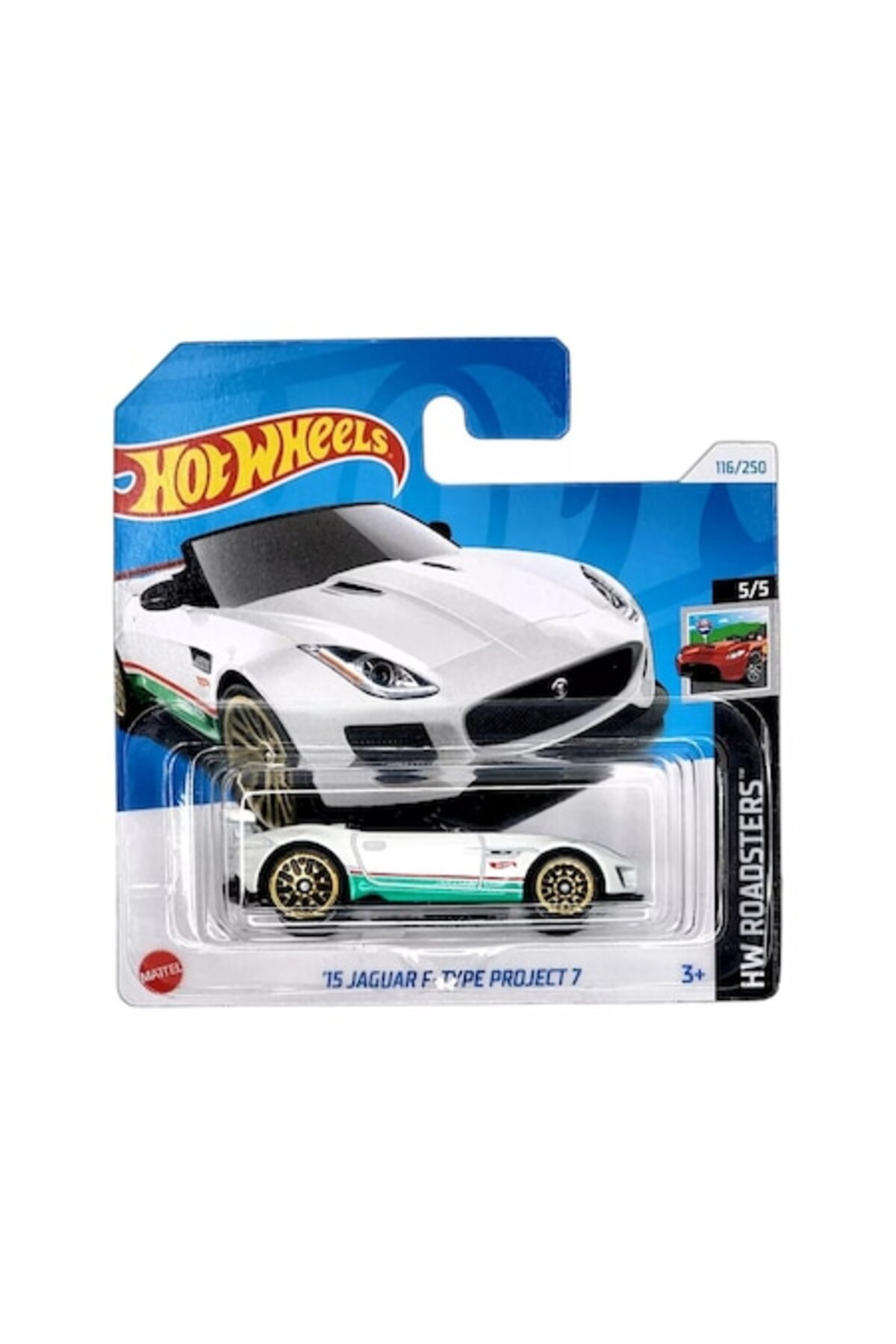 Masinuta metalica Hot Wheels, 15 Jaguar F-Type Project 7, 1:64, Alb