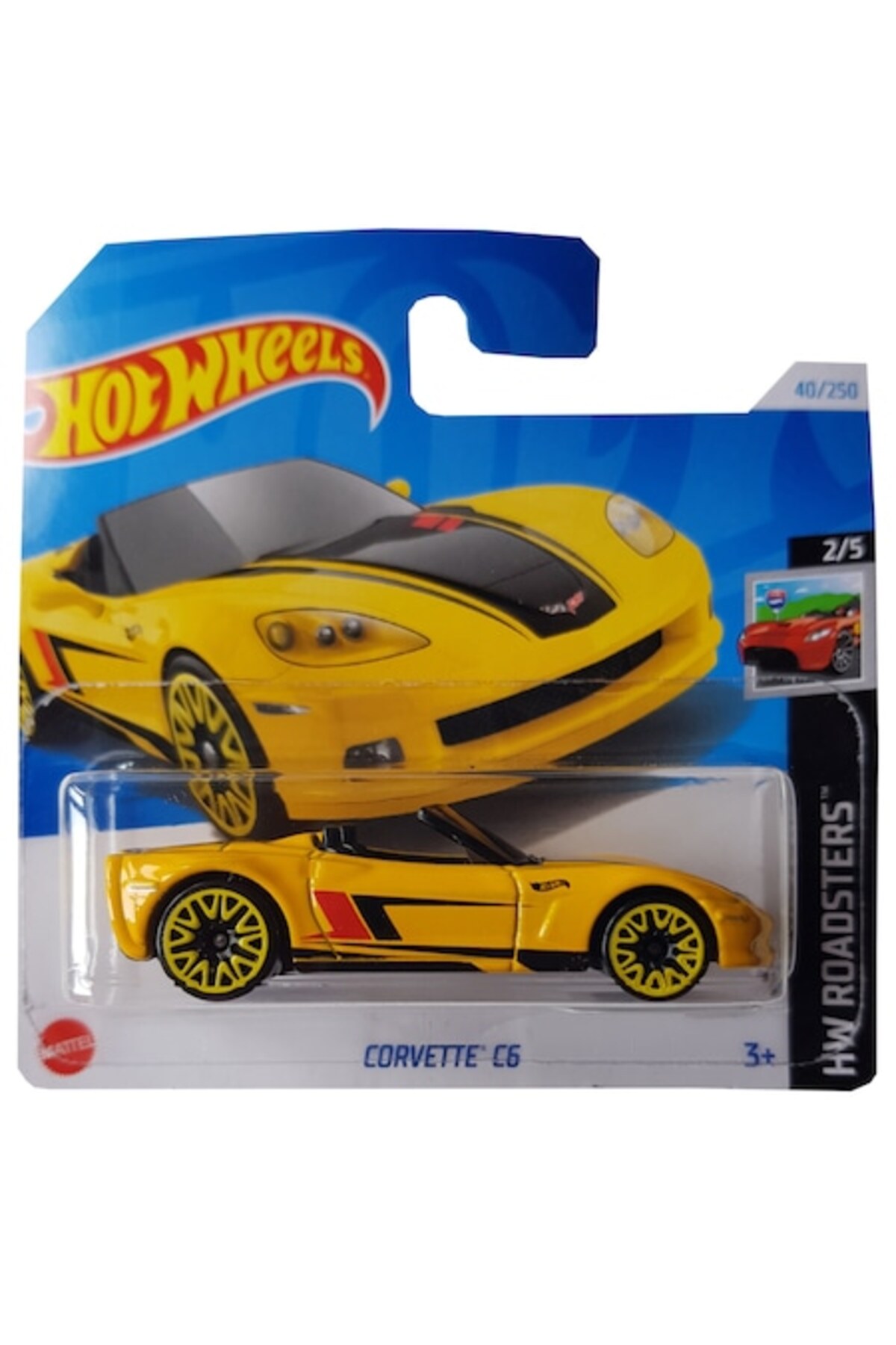 Masinuta metalica Hot Wheels, Corvette C6, HW Roadsters, Galben, 1:64