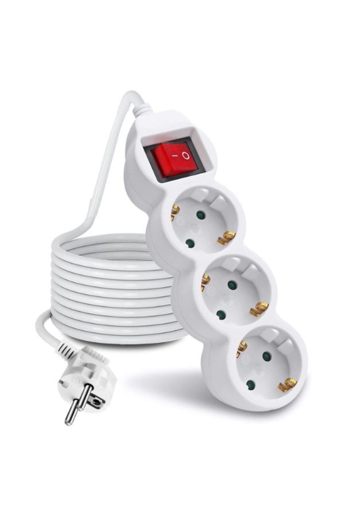 Mercaton-Extension Cord with Switch, 3 Sockets with Grounding, 3 x 1.5 mm², 1.5 m, White 1