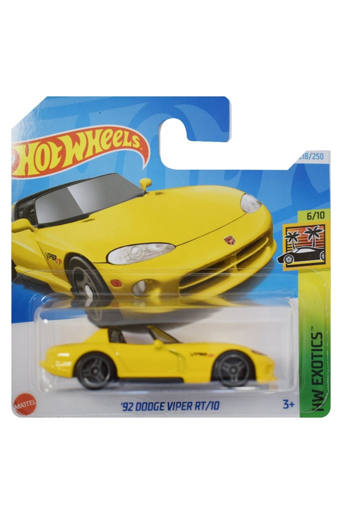 Masinuta Metalica Hot Wheels, '92 Dodge Viper RT/10, Galben, 1:64