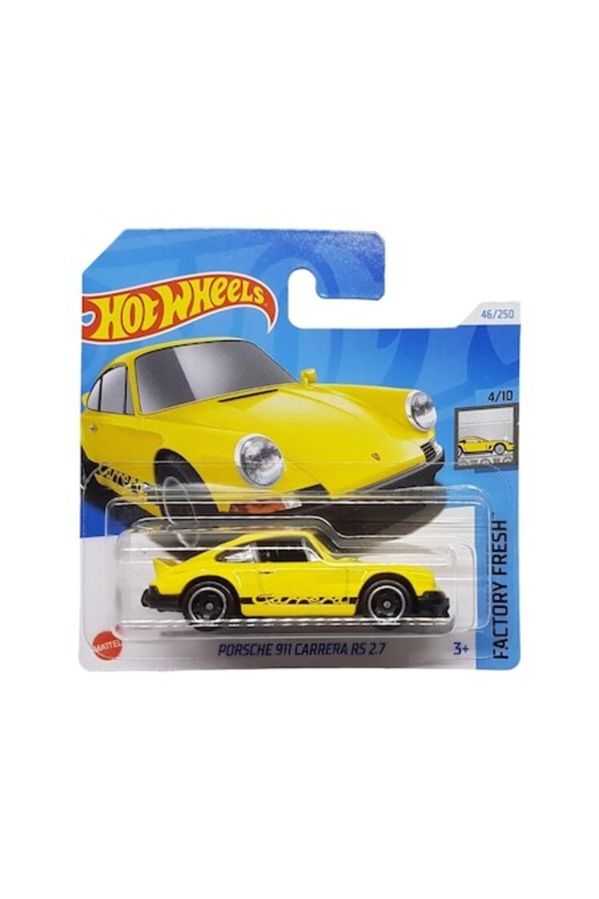 Masinuta Hot Wheels Porsche 911 Carrera RS 2.7, galben, 1:64